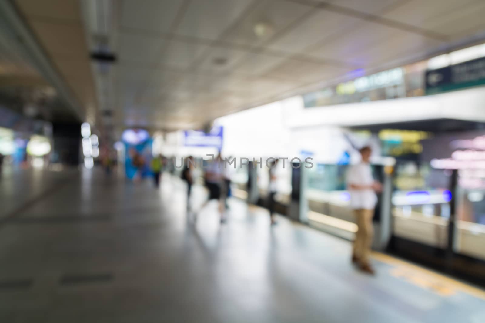 Background of Skytrain or City Train Station, Abstract Blur or Defocus