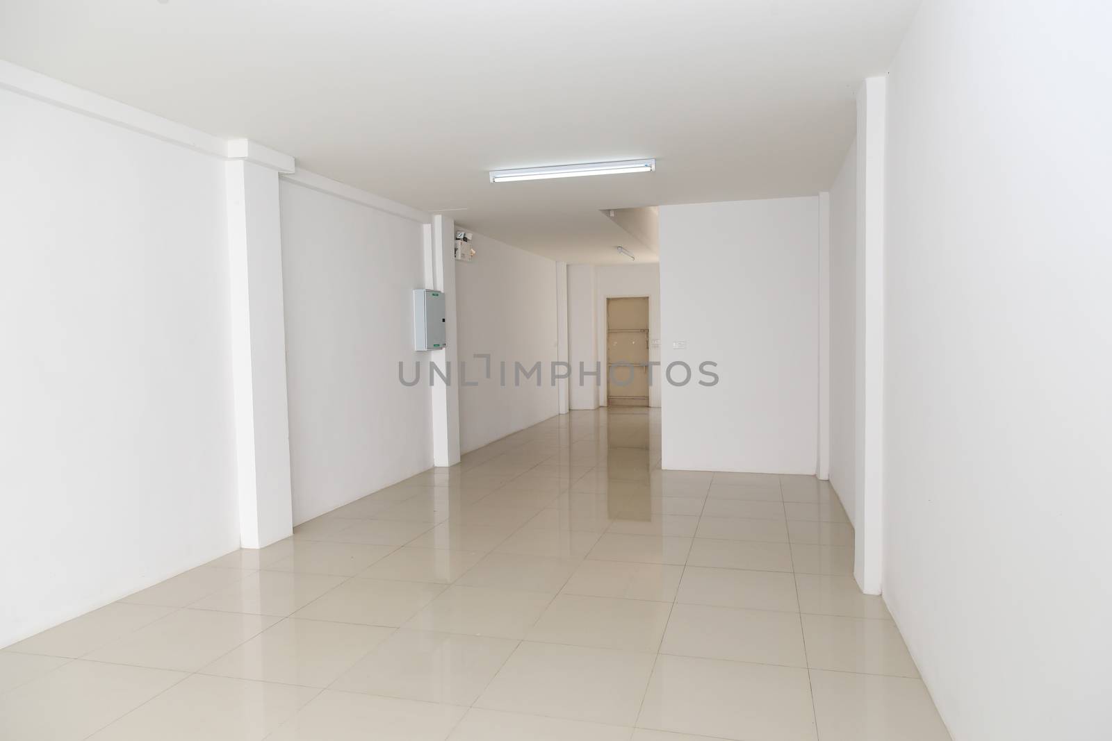White Room Interior with Empty Wall Background