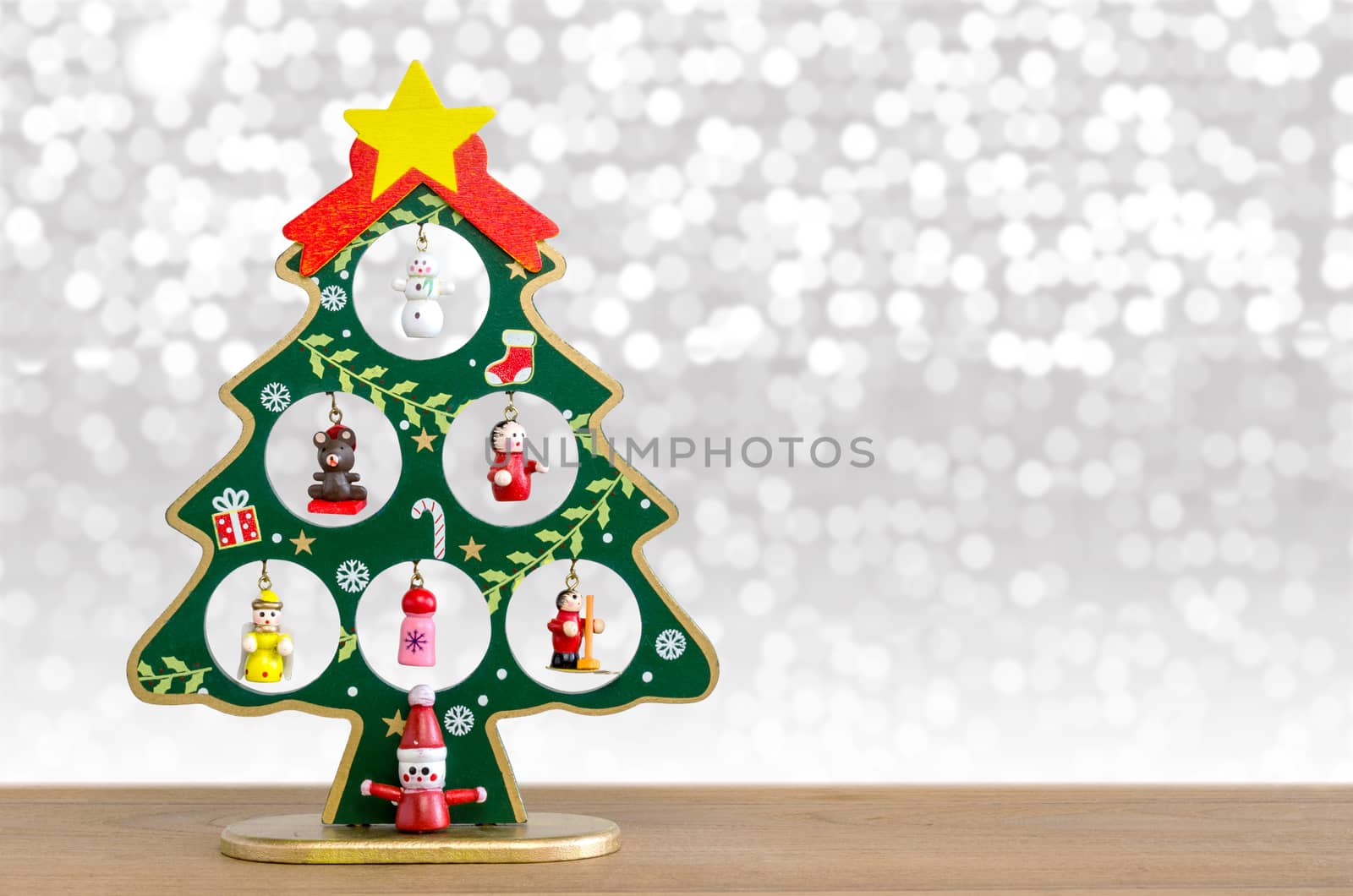Christmas background. Christmas tree and golden balls with lights snow winter background. 
