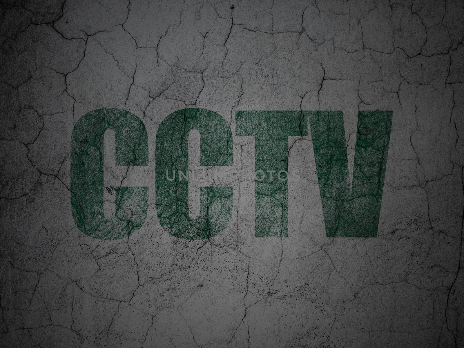 Privacy concept: CCTV on grunge wall background by maxkabakov