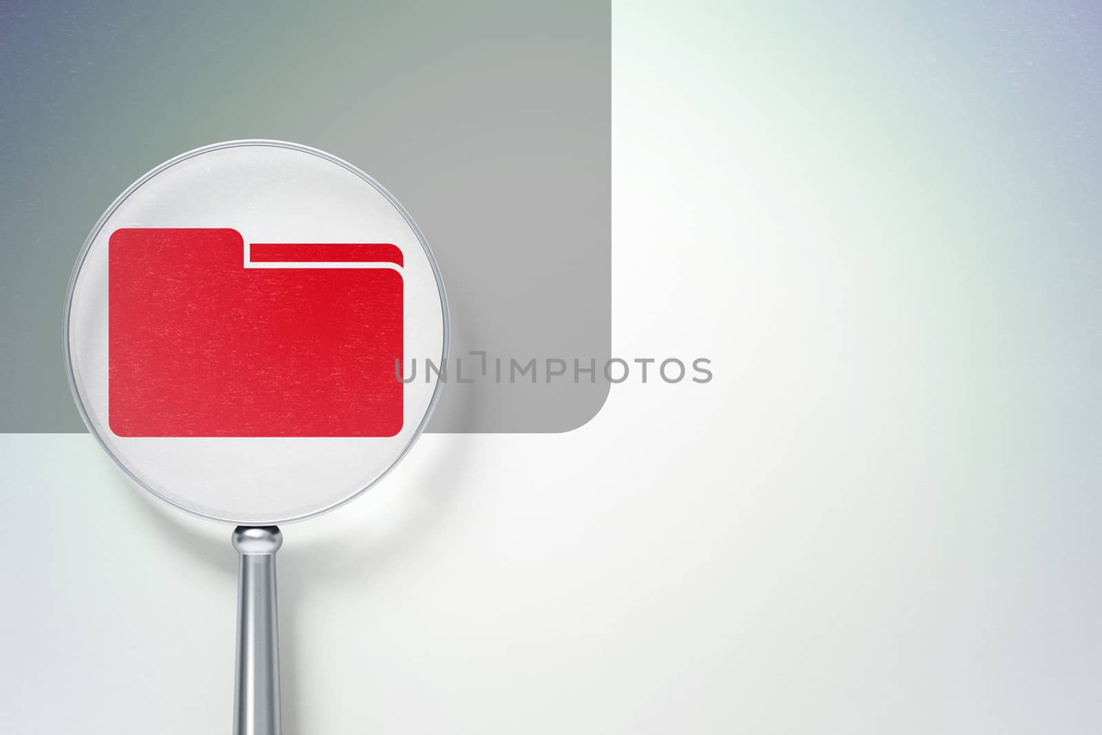 Finance concept:  Folder with optical glass on digital background by maxkabakov