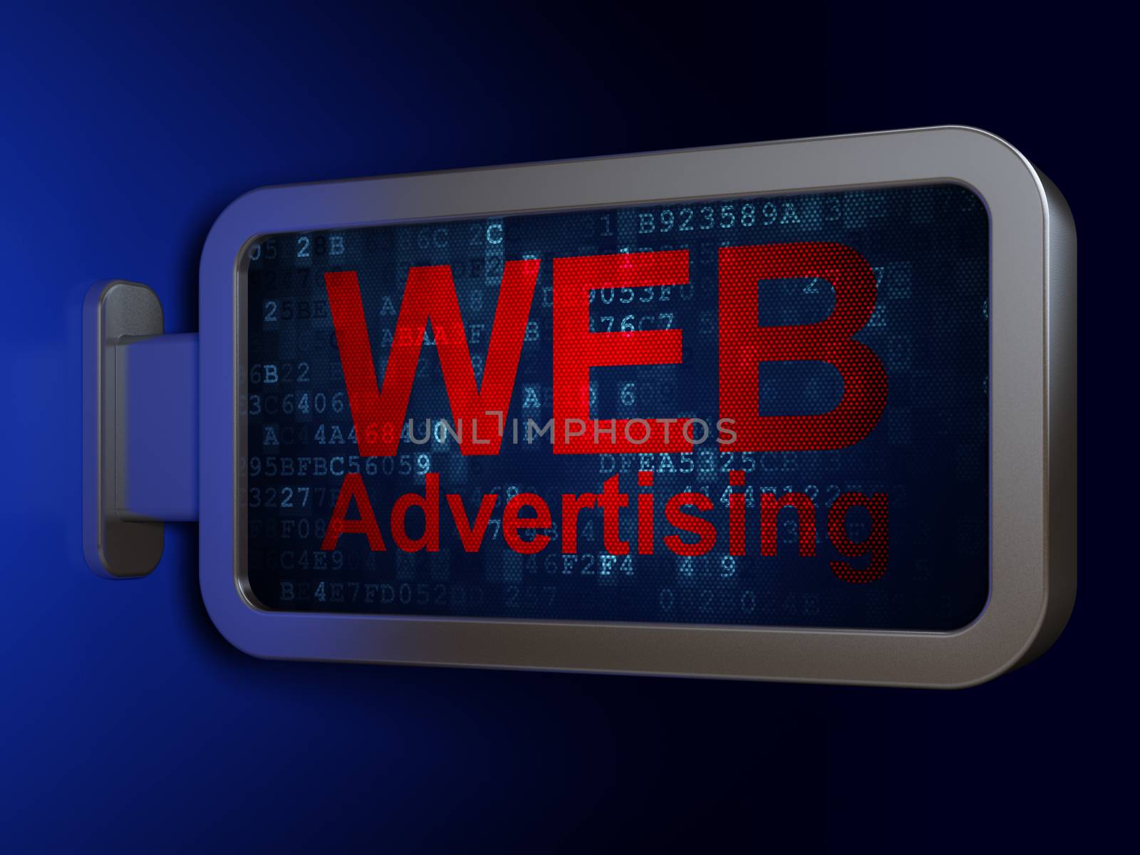 Advertising concept: WEB Advertising on advertising billboard background, 3D rendering