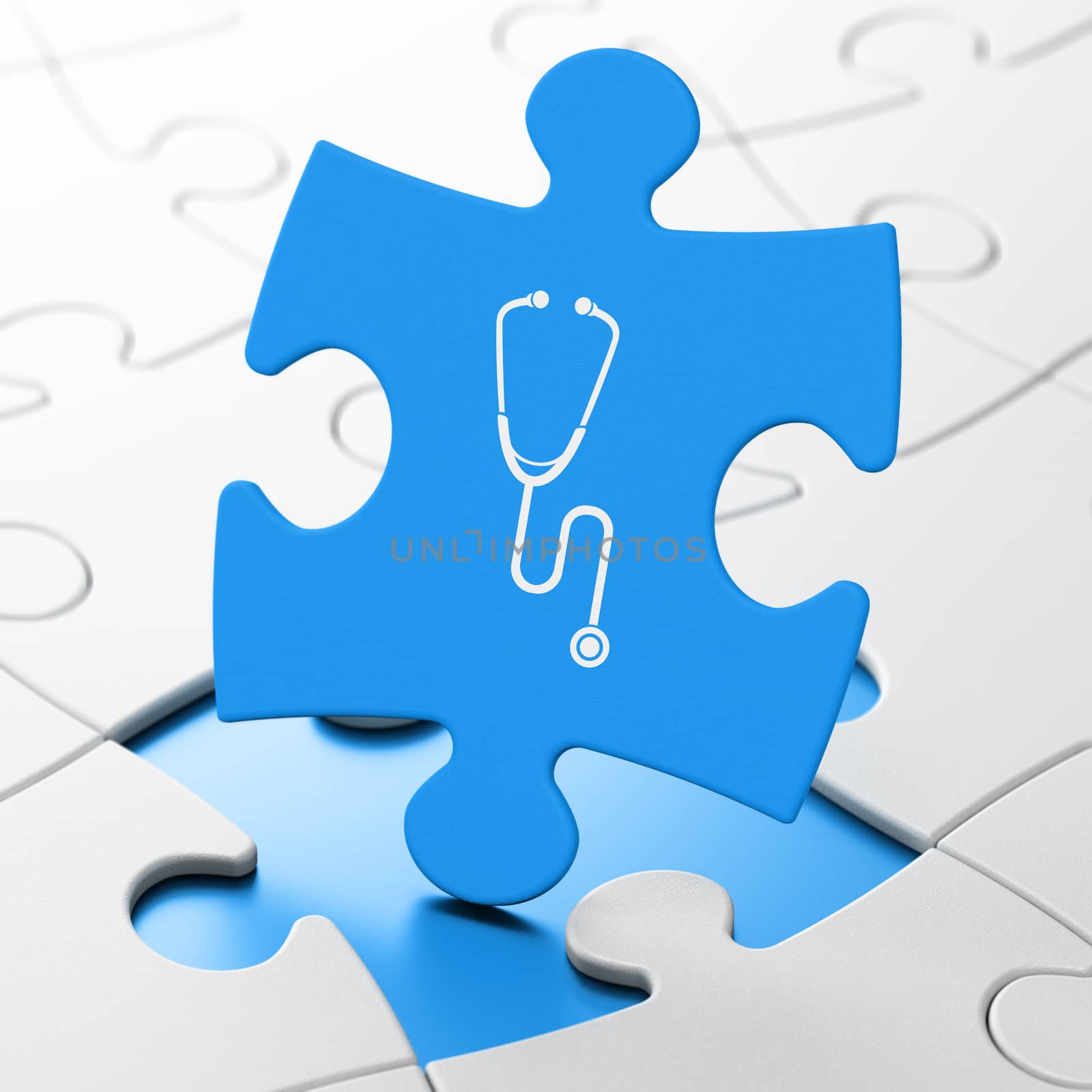 Medicine concept: Stethoscope on puzzle background by maxkabakov