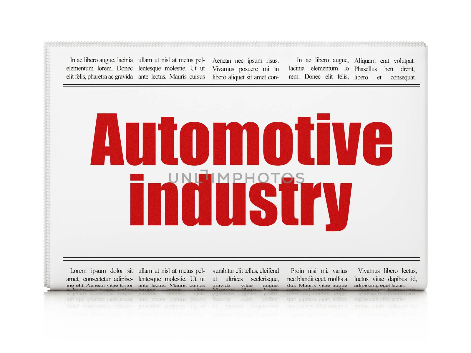 Industry concept: newspaper headline Automotive Industry on White background, 3D rendering