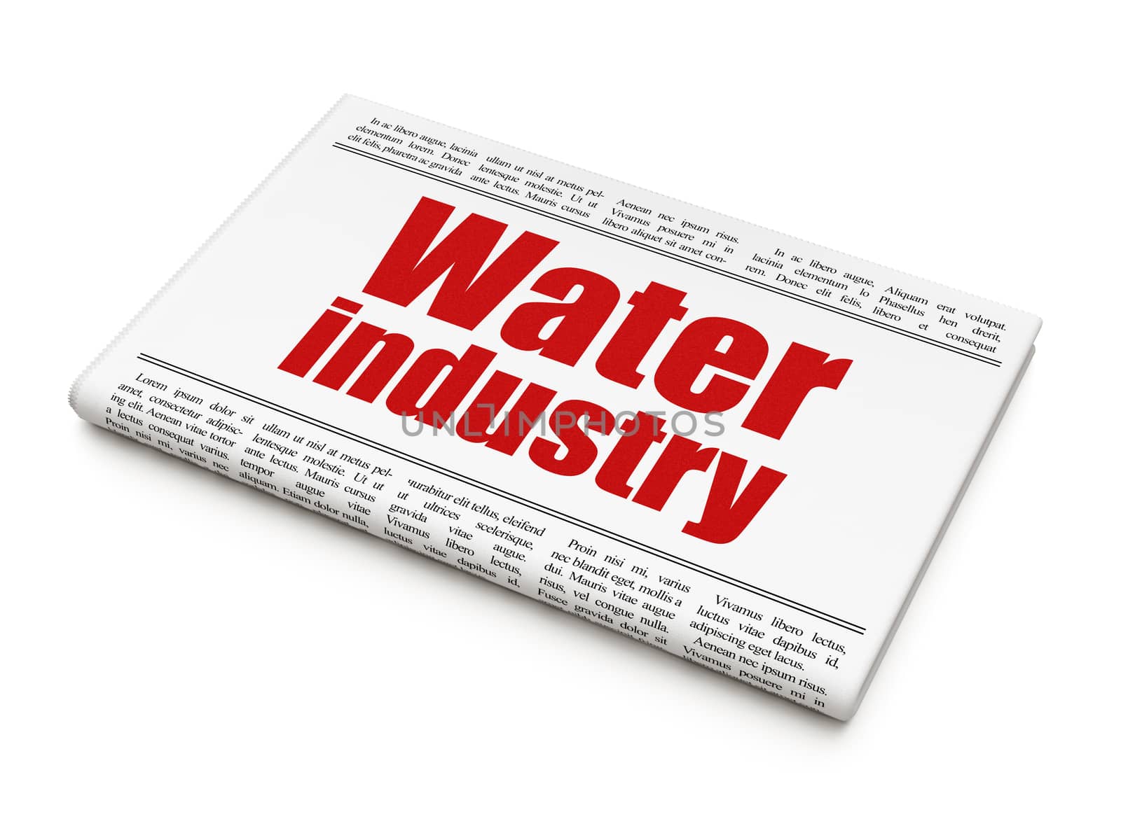 Industry concept: newspaper headline Water Industry on White background, 3D rendering