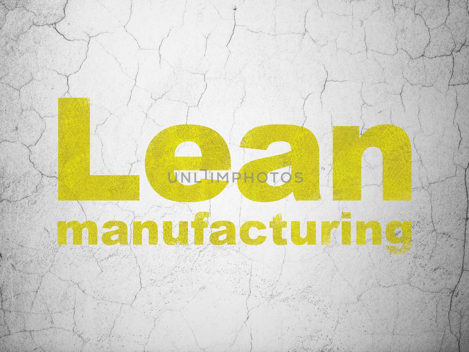 Industry concept: Yellow Lean Manufacturing on textured concrete wall background