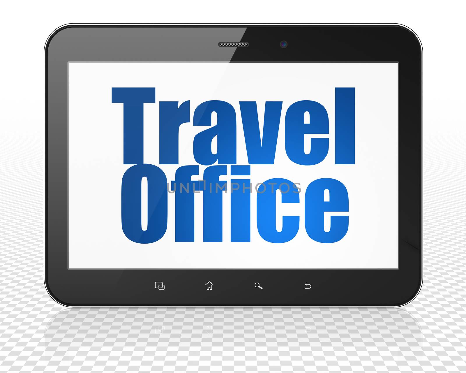 Vacation concept: Tablet Pc Computer with Travel Office on display by maxkabakov