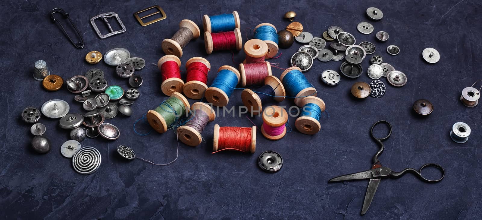 banner with large set of threads and buttons by LMykola