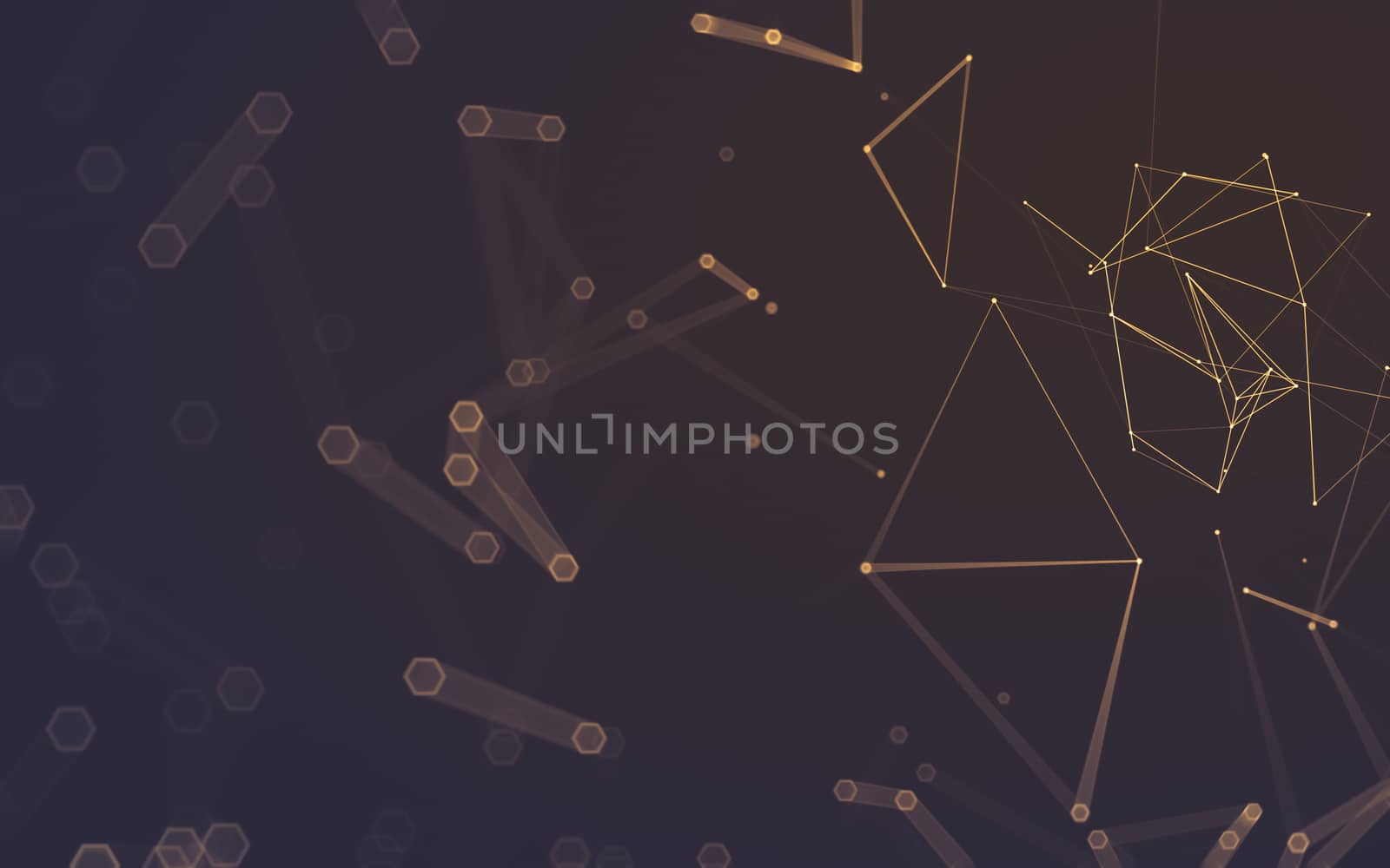 Abstract polygonal space low poly dark background with connecting dots and lines. Connection structure. 3d rendering