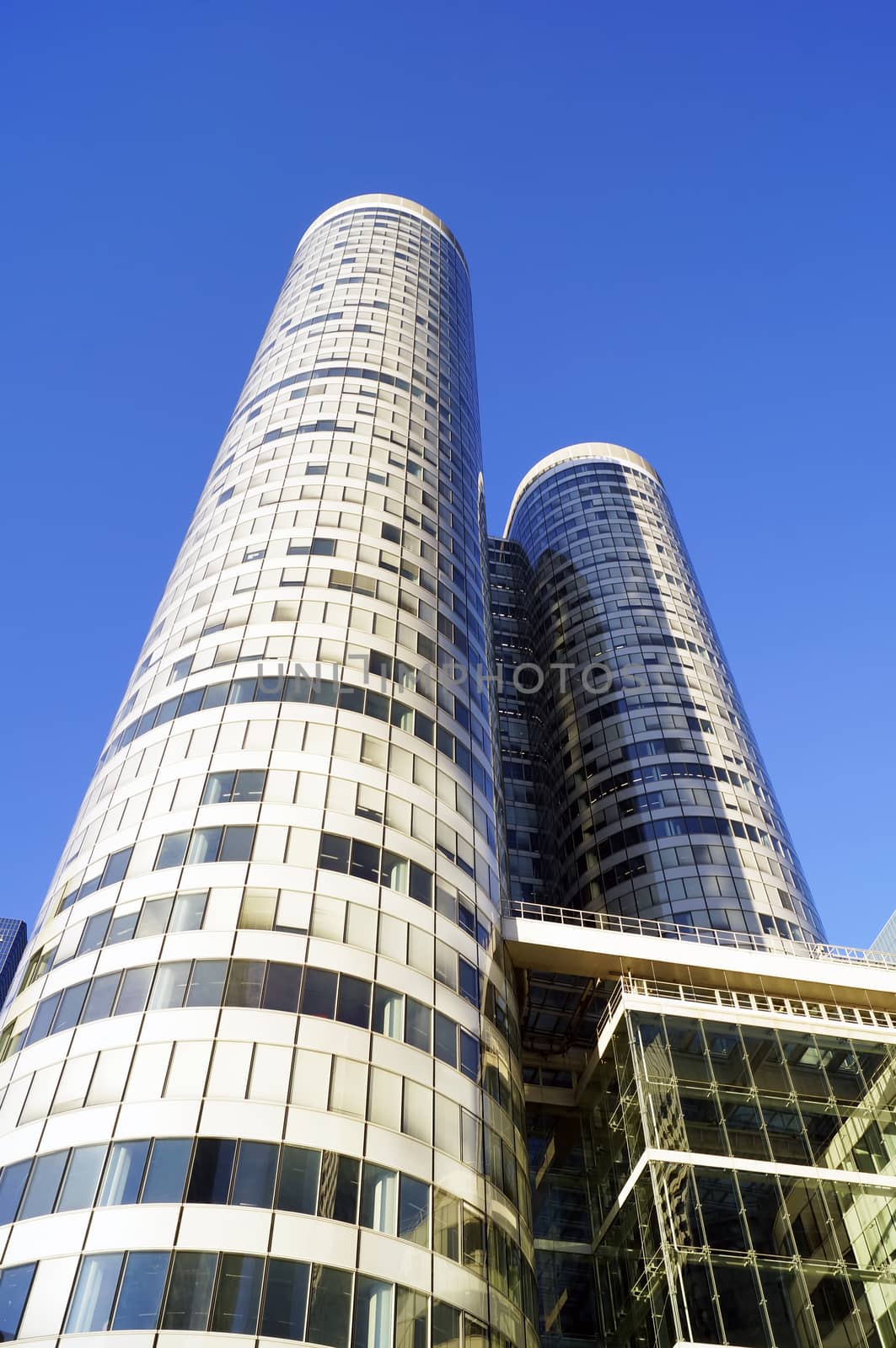 PARIS, FRANCE - SEPTEMBER 29, 2015: Coeur Defense is an office skyscraper in La Defense business district in Paris, France, designed by French architect Jean-Paul Viguier