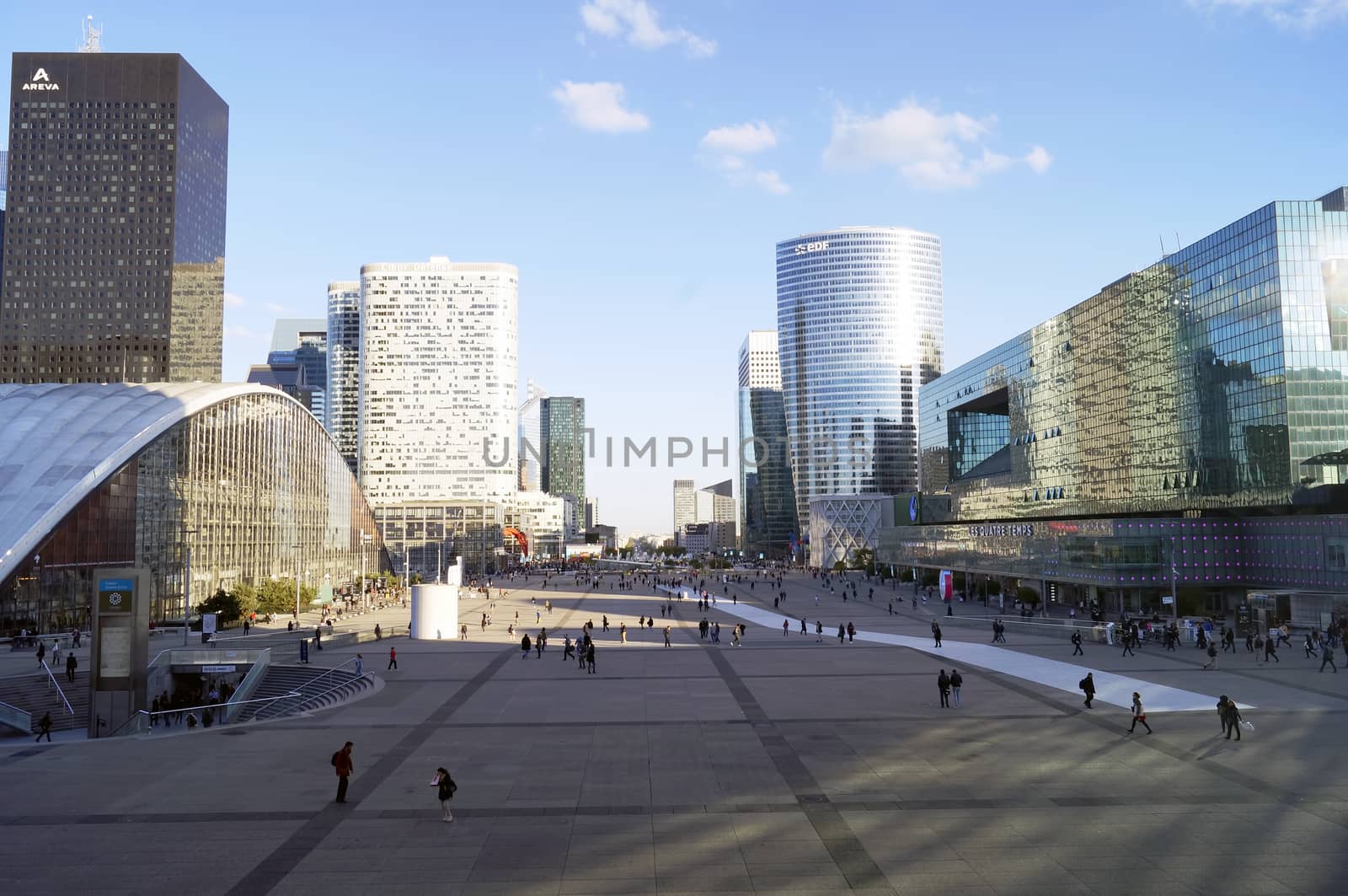 PARIS, FRANCE - SEPTEMBER 29, 2015: Modern buildings at La Defense business district in Paris, France