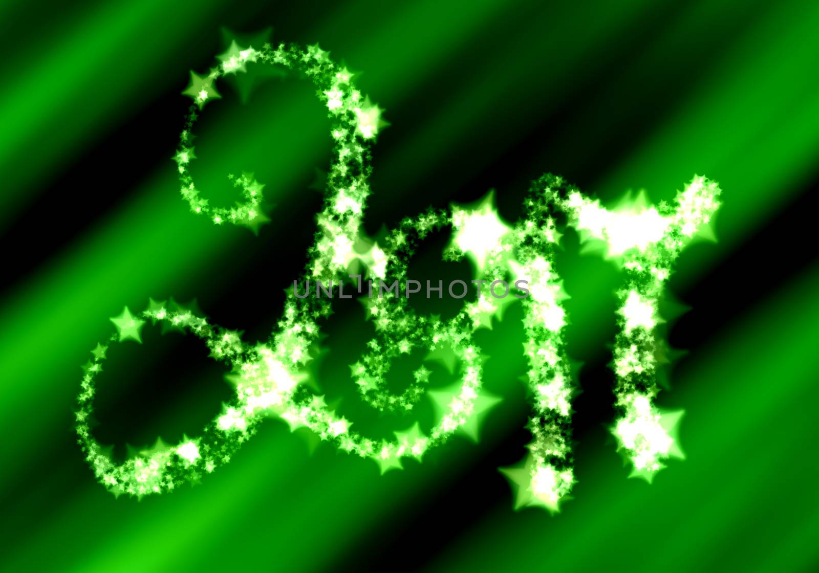 Happy new year 2017 isolated numbers lettering written by shining stars on dark green background.