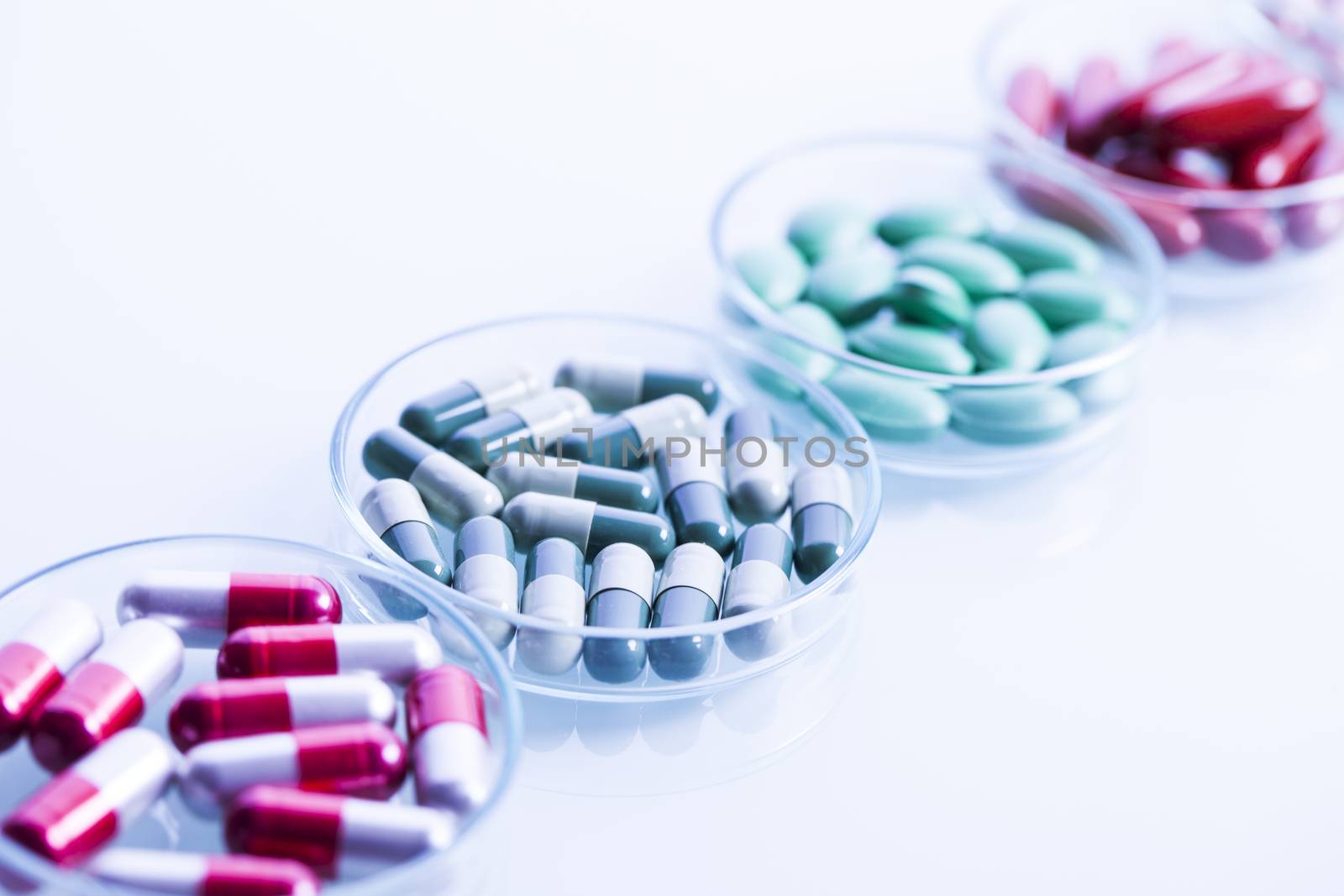 Set of capsules on white background. Studio Shot