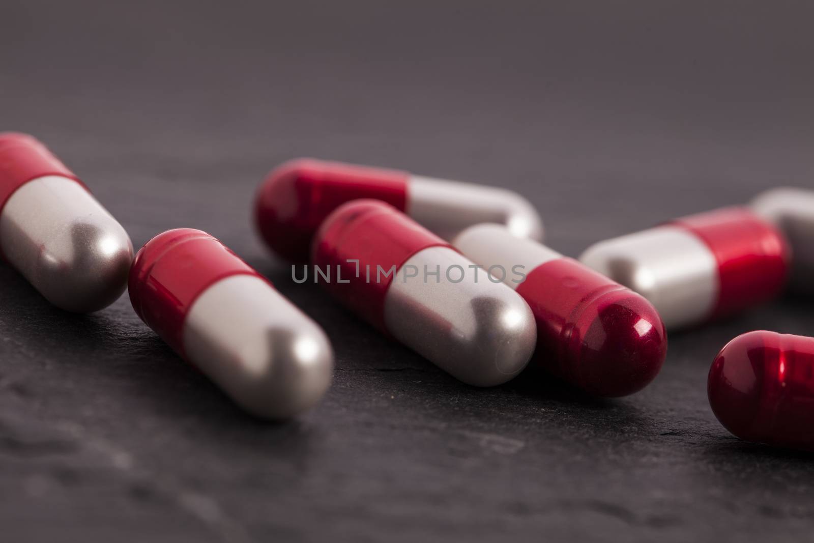 Set of capsules on white background. Studio Shot