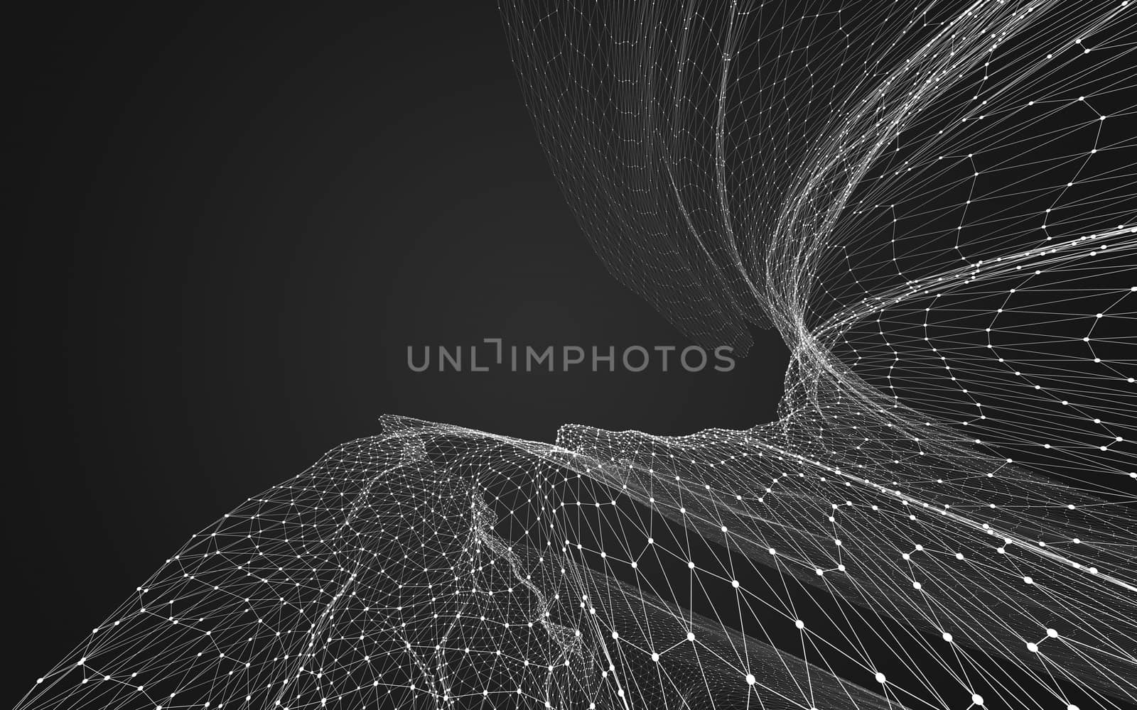 Abstract polygonal space low poly dark background with connecting dots and lines. Connection structure. 3d rendering