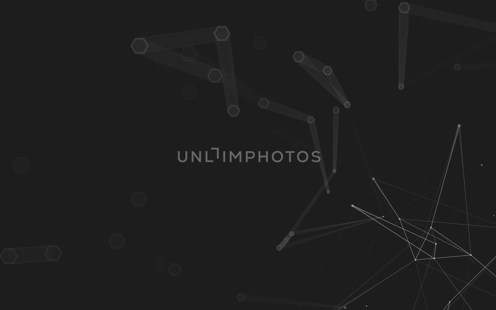 Abstract polygonal space low poly dark background with connecting dots and lines. Connection structure. 3d rendering