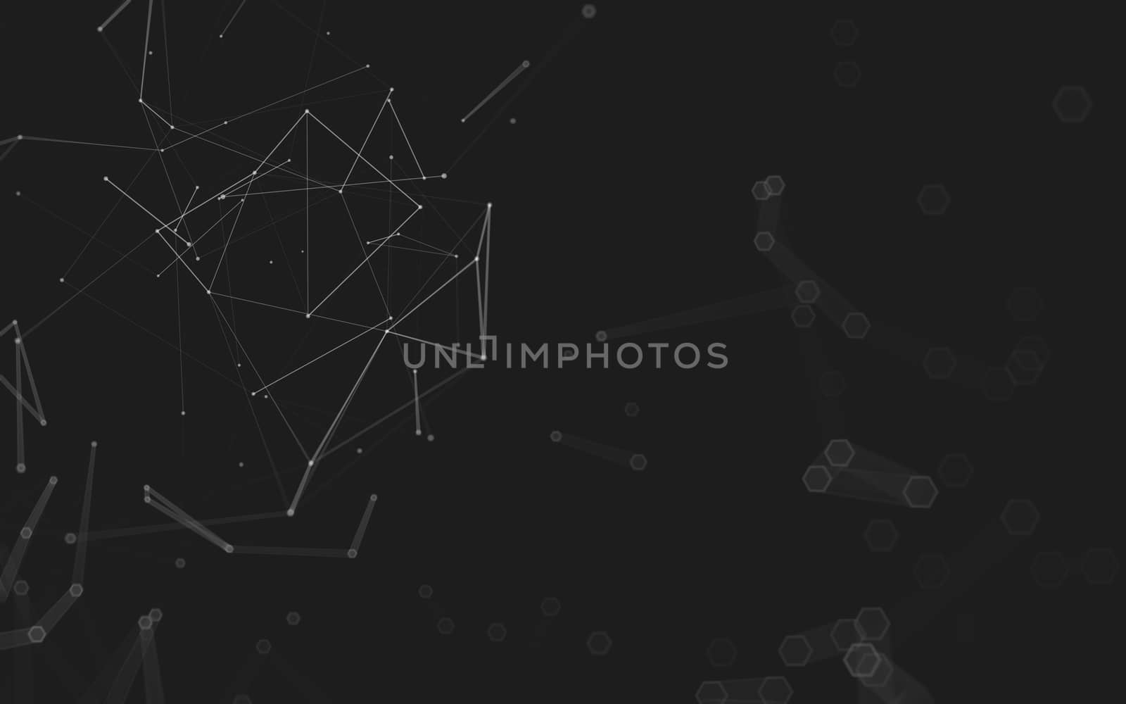 Abstract polygonal space low poly dark background with connecting dots and lines. Connection structure. 3d rendering