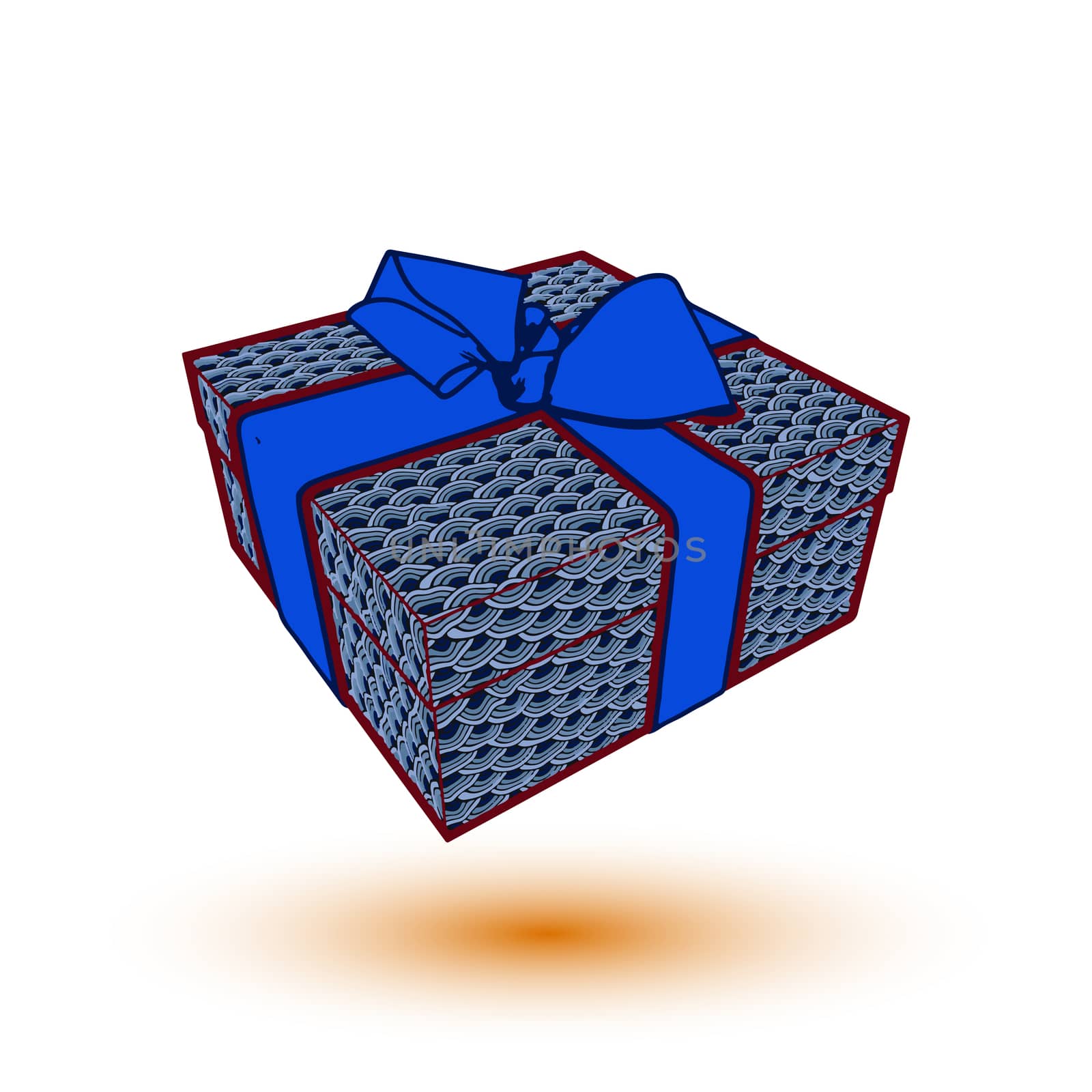 gift box present with blue bow and ribbon.  illustration by skrotov