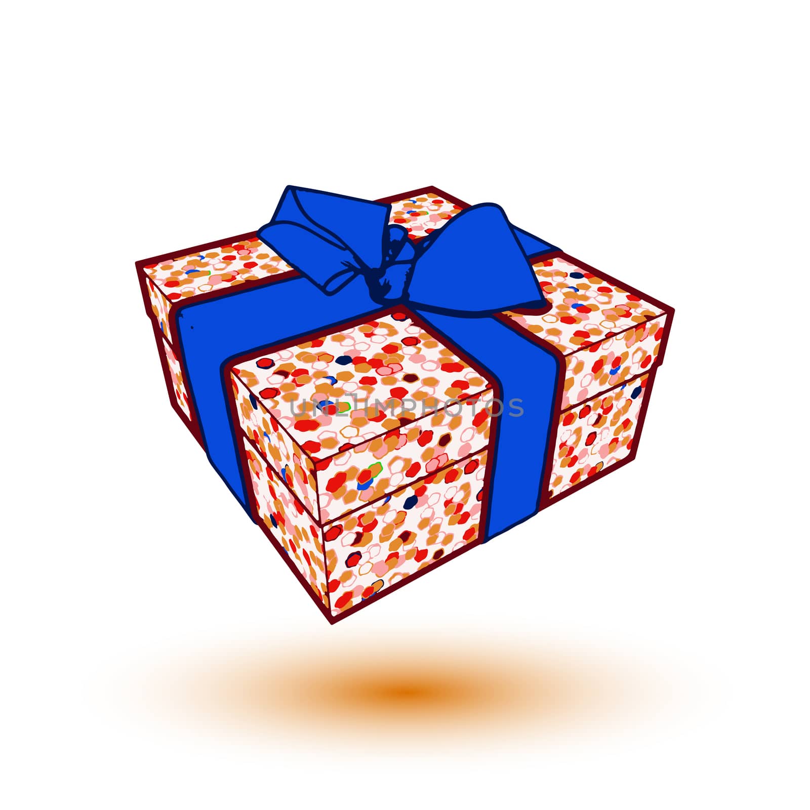 gift box present with blue bow and ribbon.  illustration by skrotov