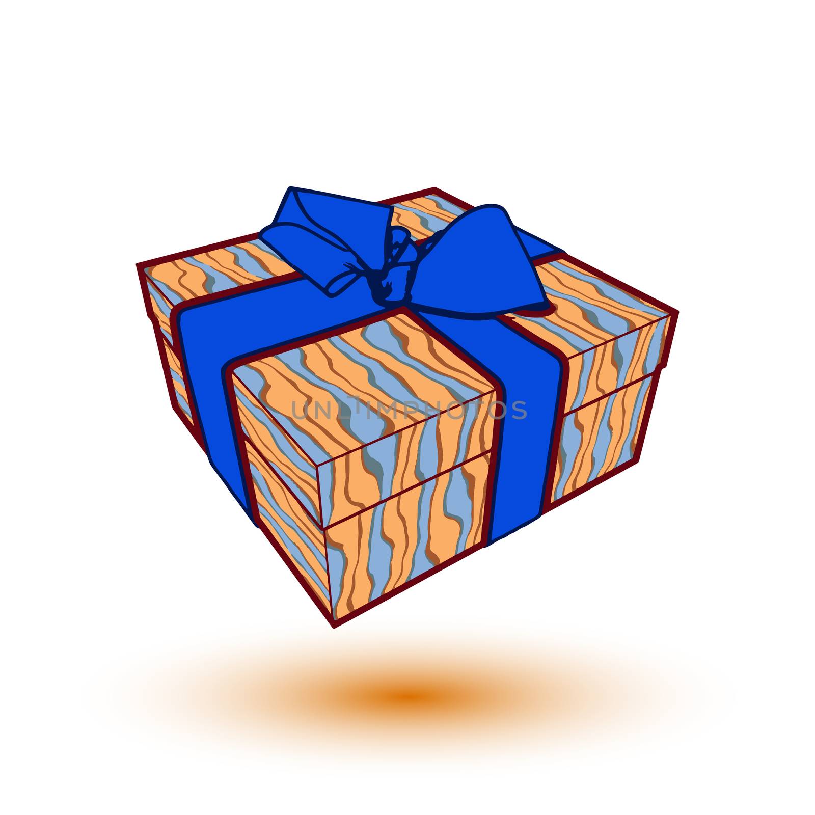 gift box present with blue bow and ribbon.  illustration by skrotov