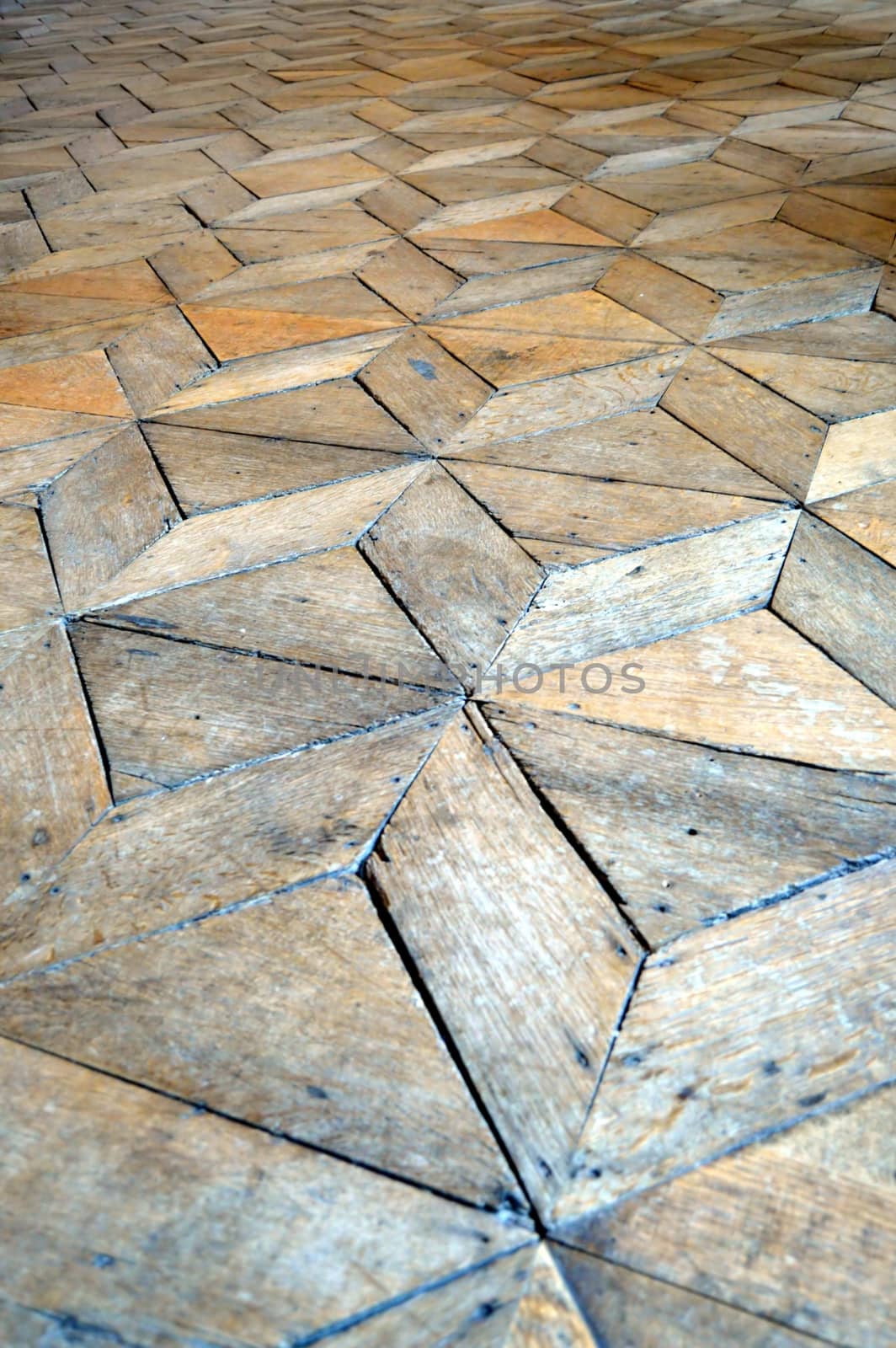 Oak floor with diamond-shaped relief