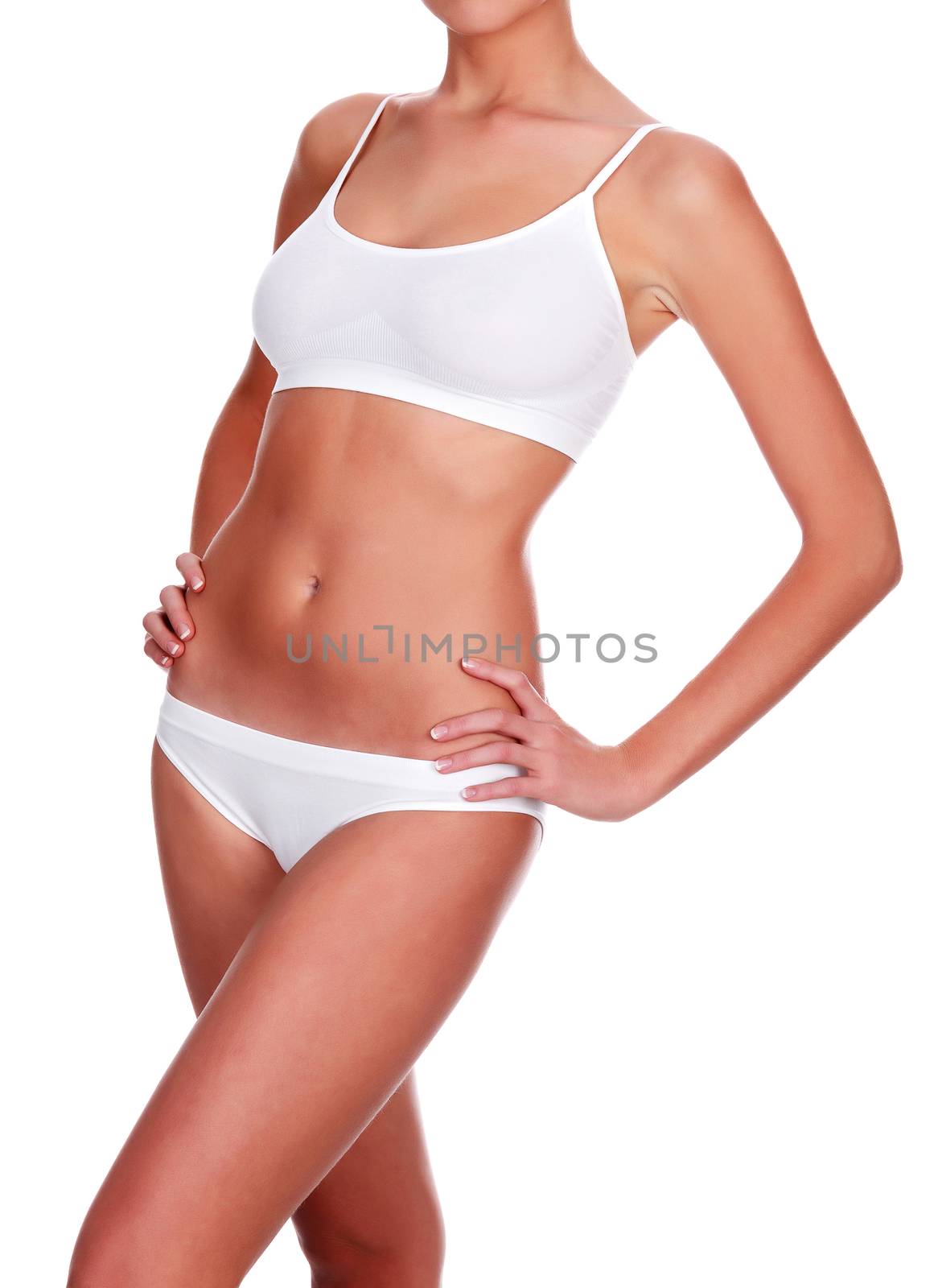 Slim woman body on white background, isolated by Nobilior