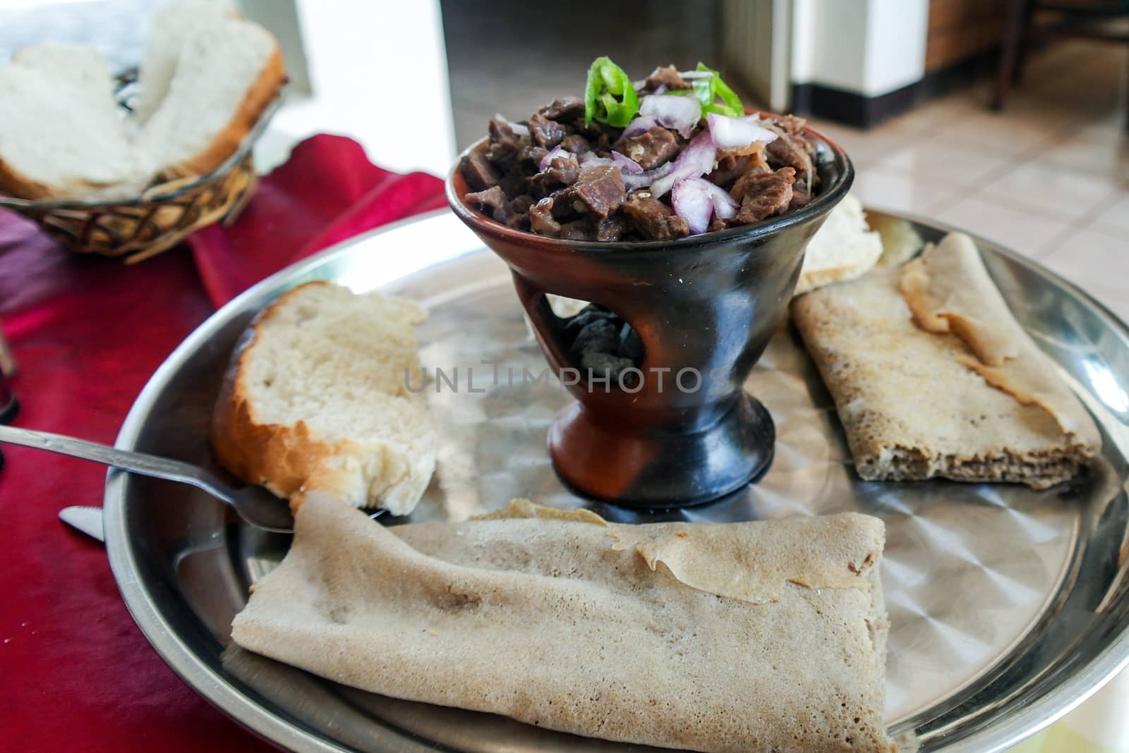 Traditional oromo and Ethiopian cuisine dish aka tibs Ethiopia by homocosmicos