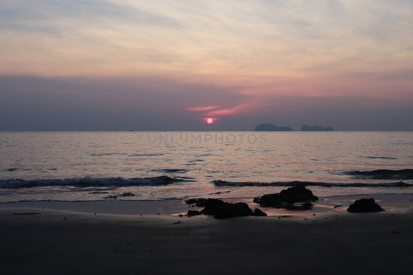 sunset and beach at Koh Sukorn Island in Palian of Trang - Thailand
