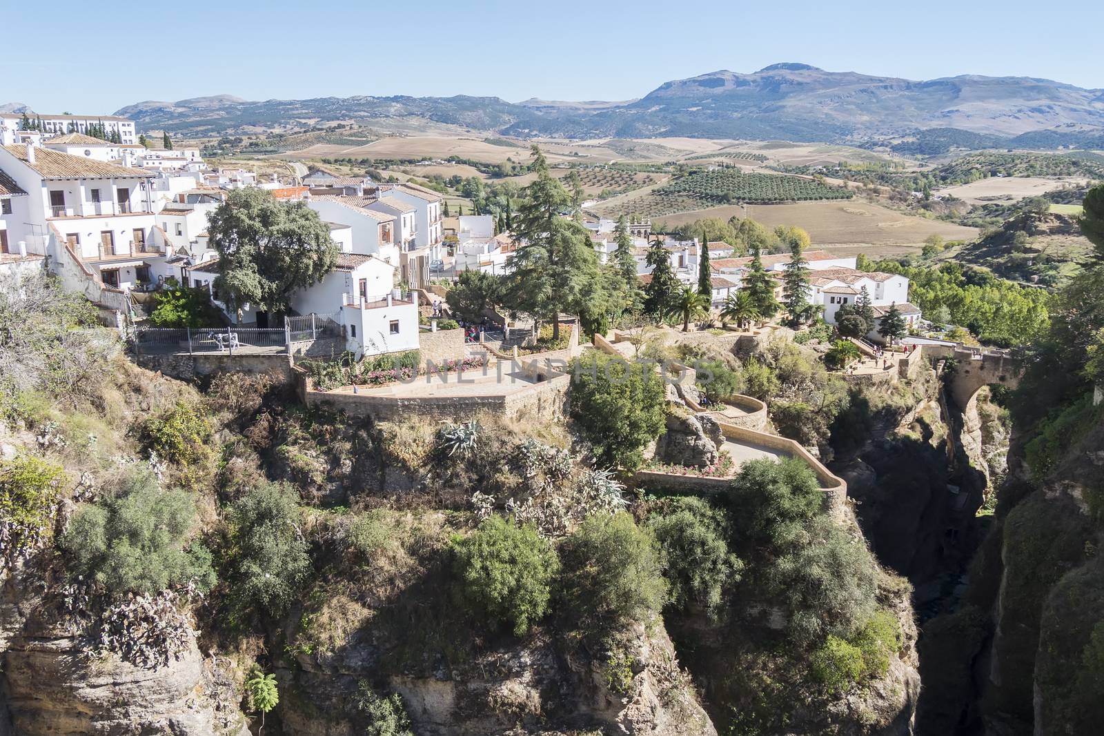 View from the new Bridge over Guadalevin River in Ronda, Malaga, by max8xam
