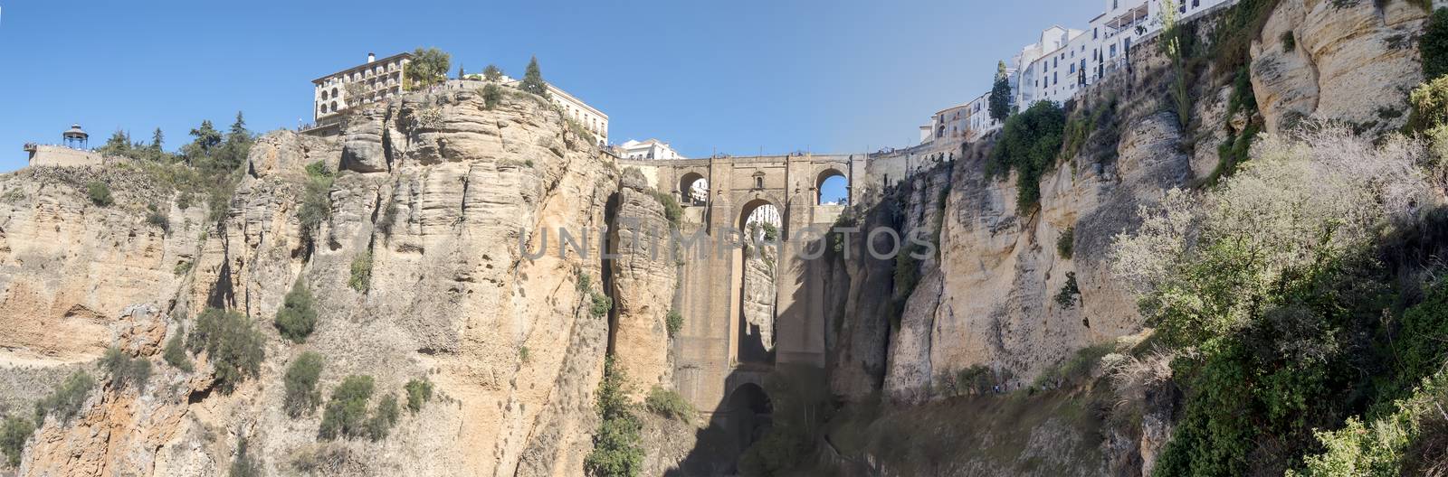 Panoramic view of the New Bridge over Guadalevin River in Ronda, by max8xam