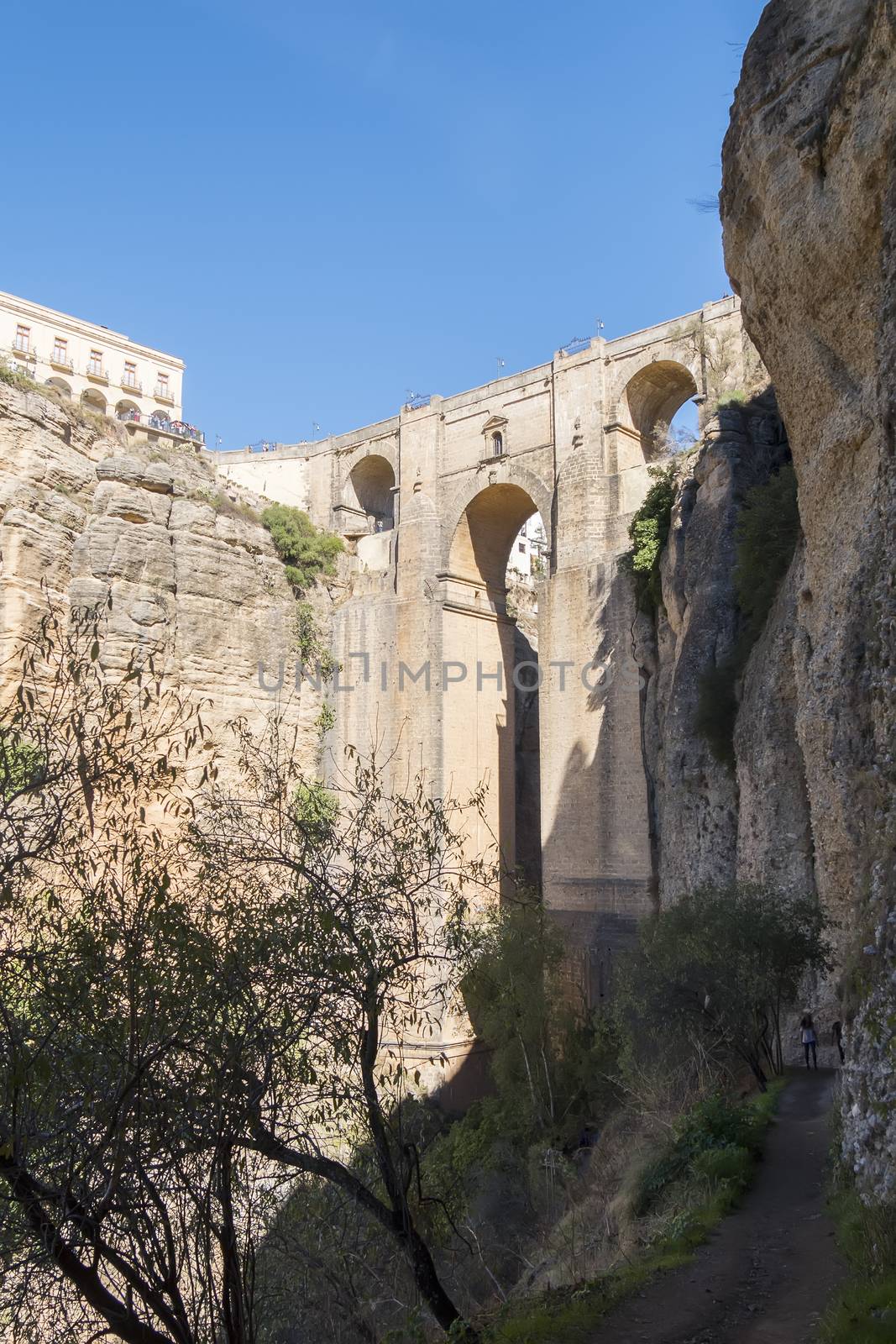 New Bridge over Guadalevin River in Ronda, Malaga, Spain. Popula by max8xam
