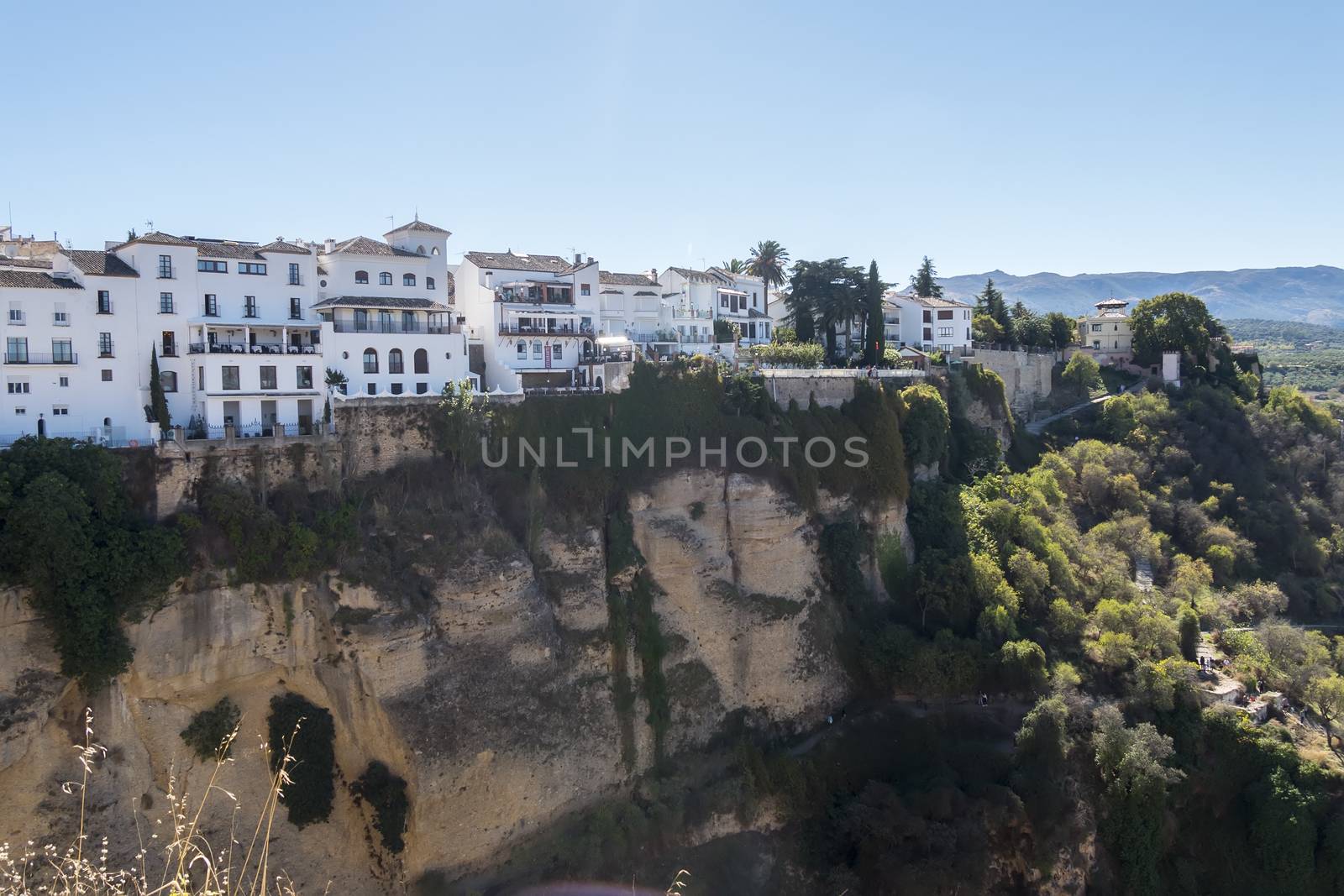 Tajo Gorge view on Ronda, Spain old town cityscape by max8xam
