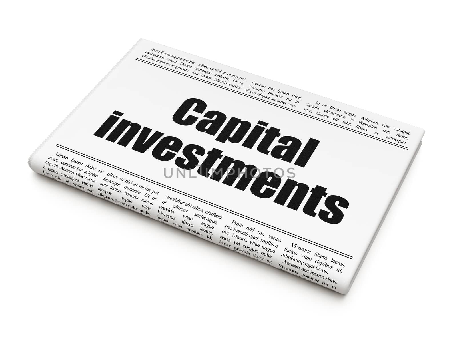 Currency concept: newspaper headline Capital Investments by maxkabakov