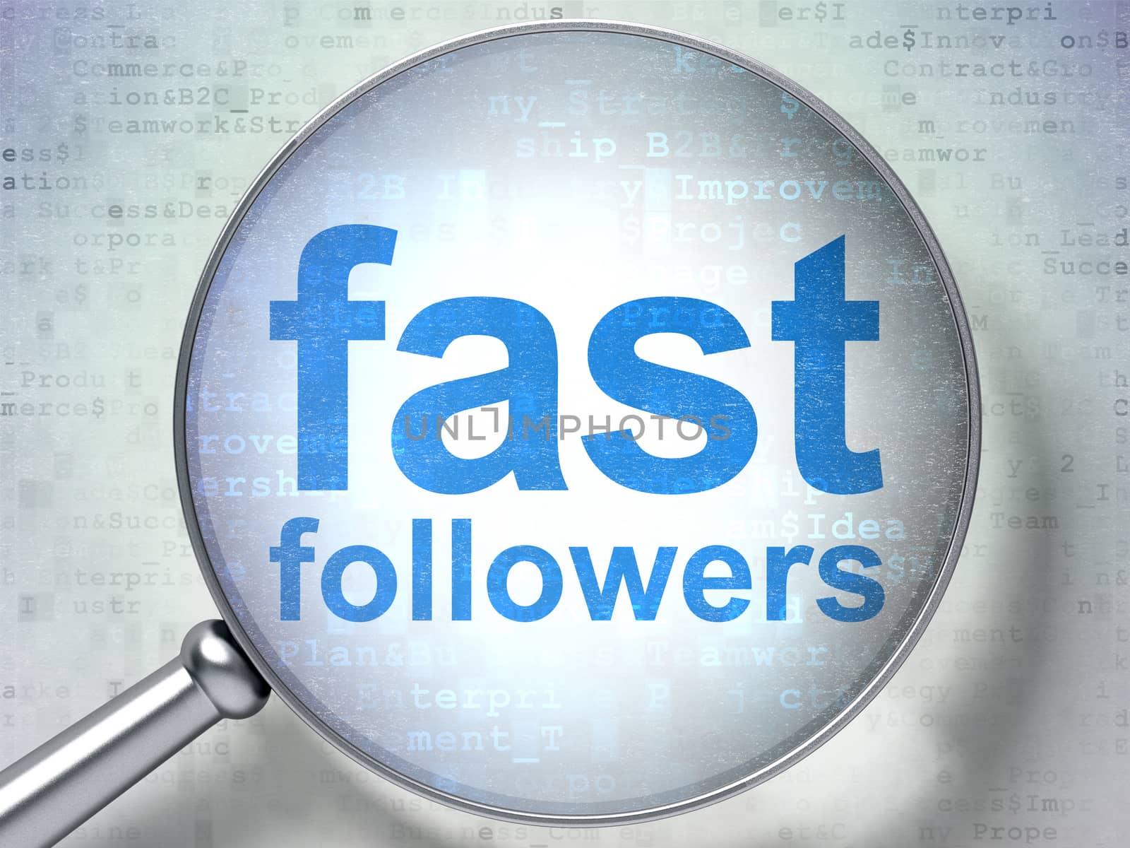 Finance concept: Fast Followers with optical glass by maxkabakov