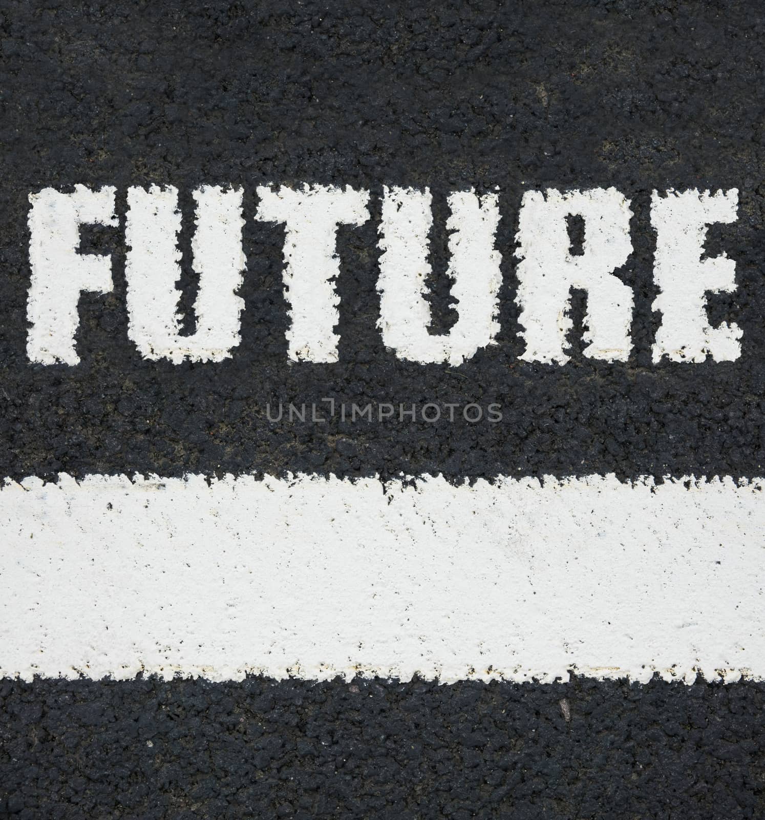 Conceptual Image Of White Road Markings With The Word Future