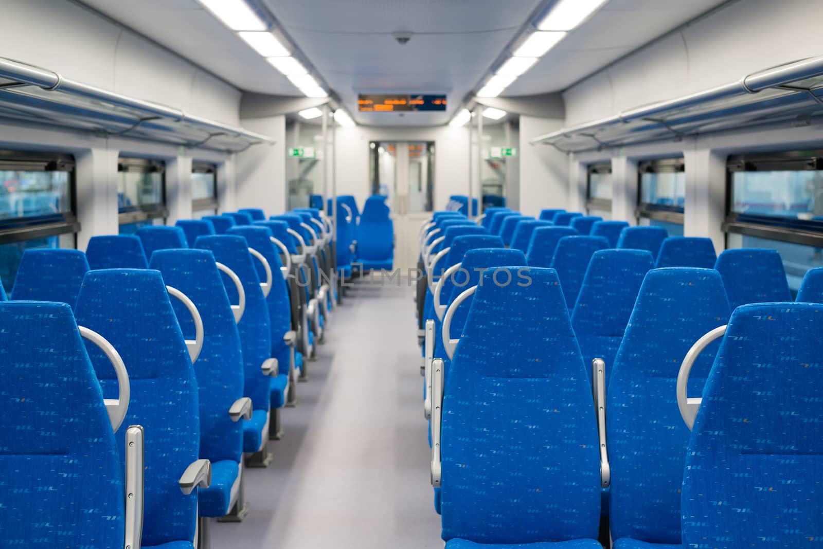 Interior high-speed electric train in a Moscow, Russia