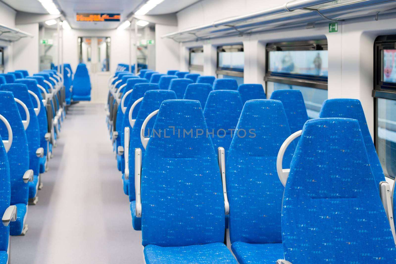 Interior high-speed electric train in a Moscow, Russia