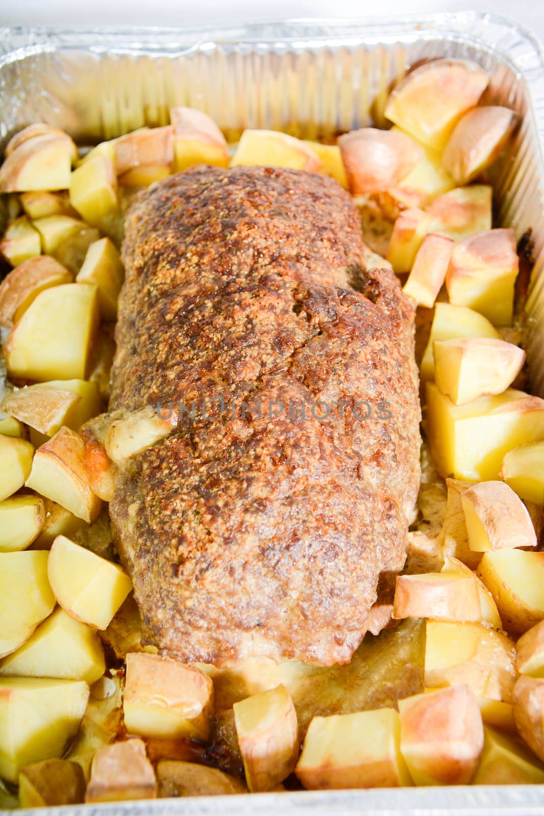 Italian meat loaf with cheese and mortadella