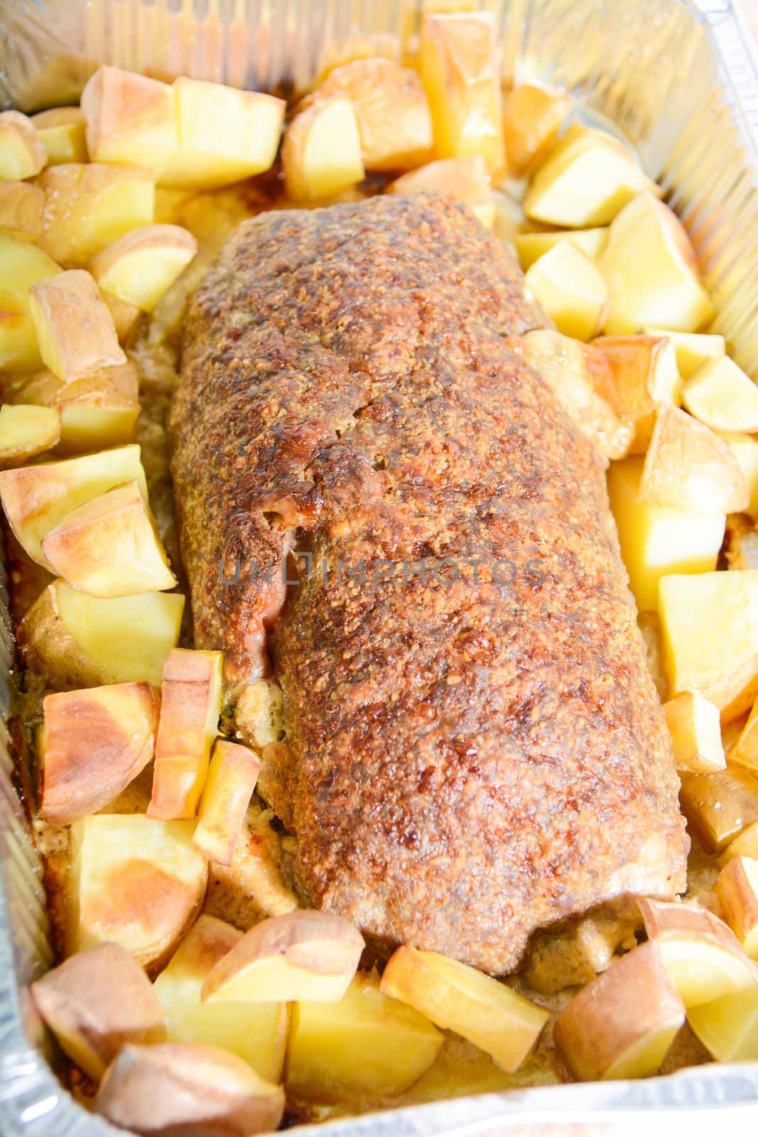 Italian meat loaf with cheese and mortadella