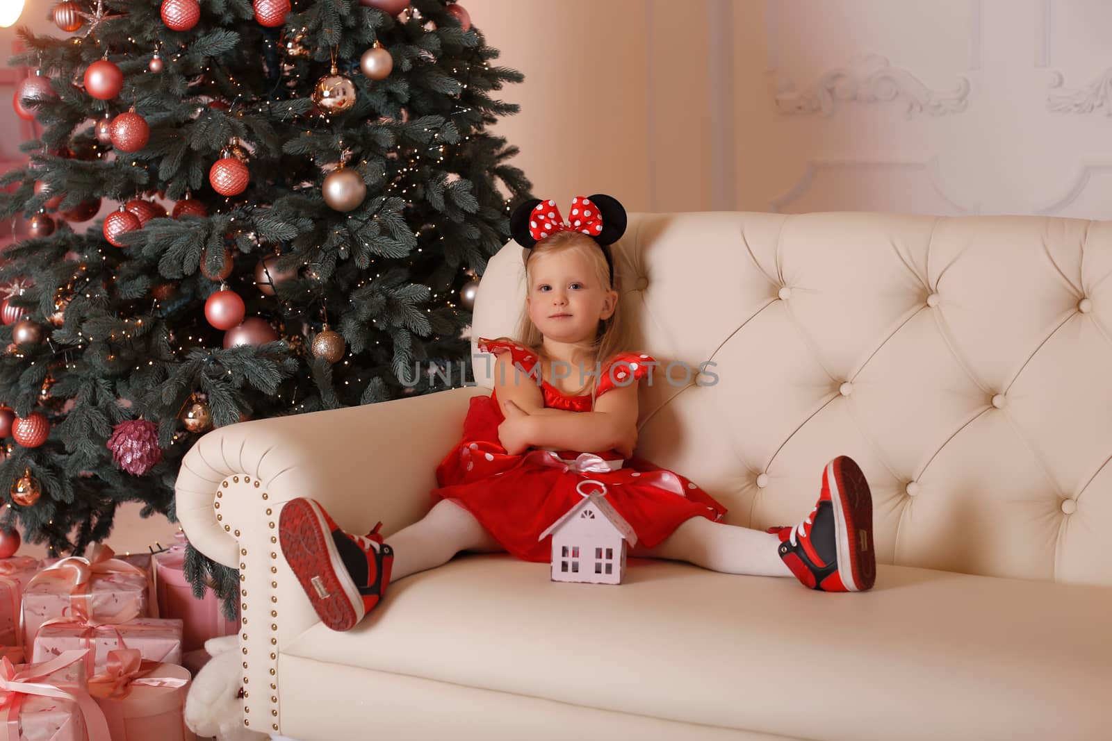 Close-up portrait of a girl dressed as a mouse