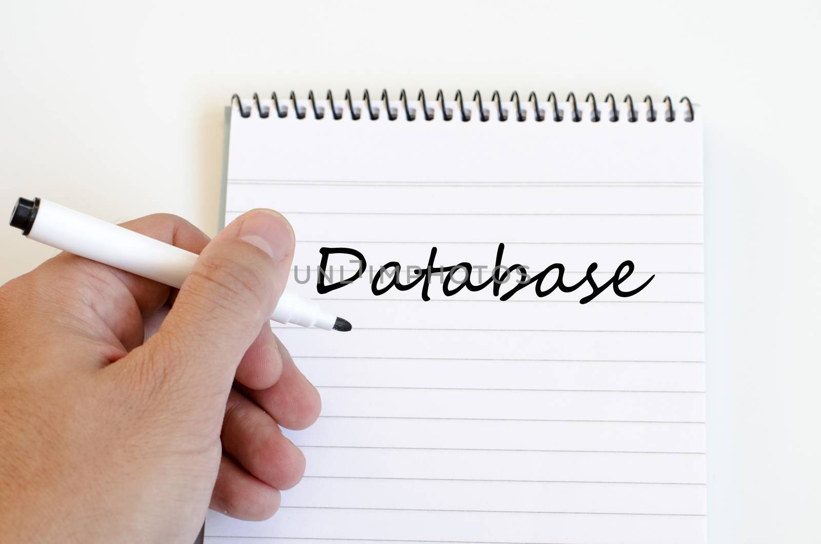 Database text concept write on notebook