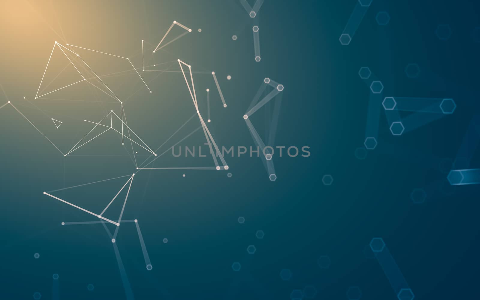 Abstract polygonal space low poly dark background with connecting dots and lines. Connection structure. 3d rendering