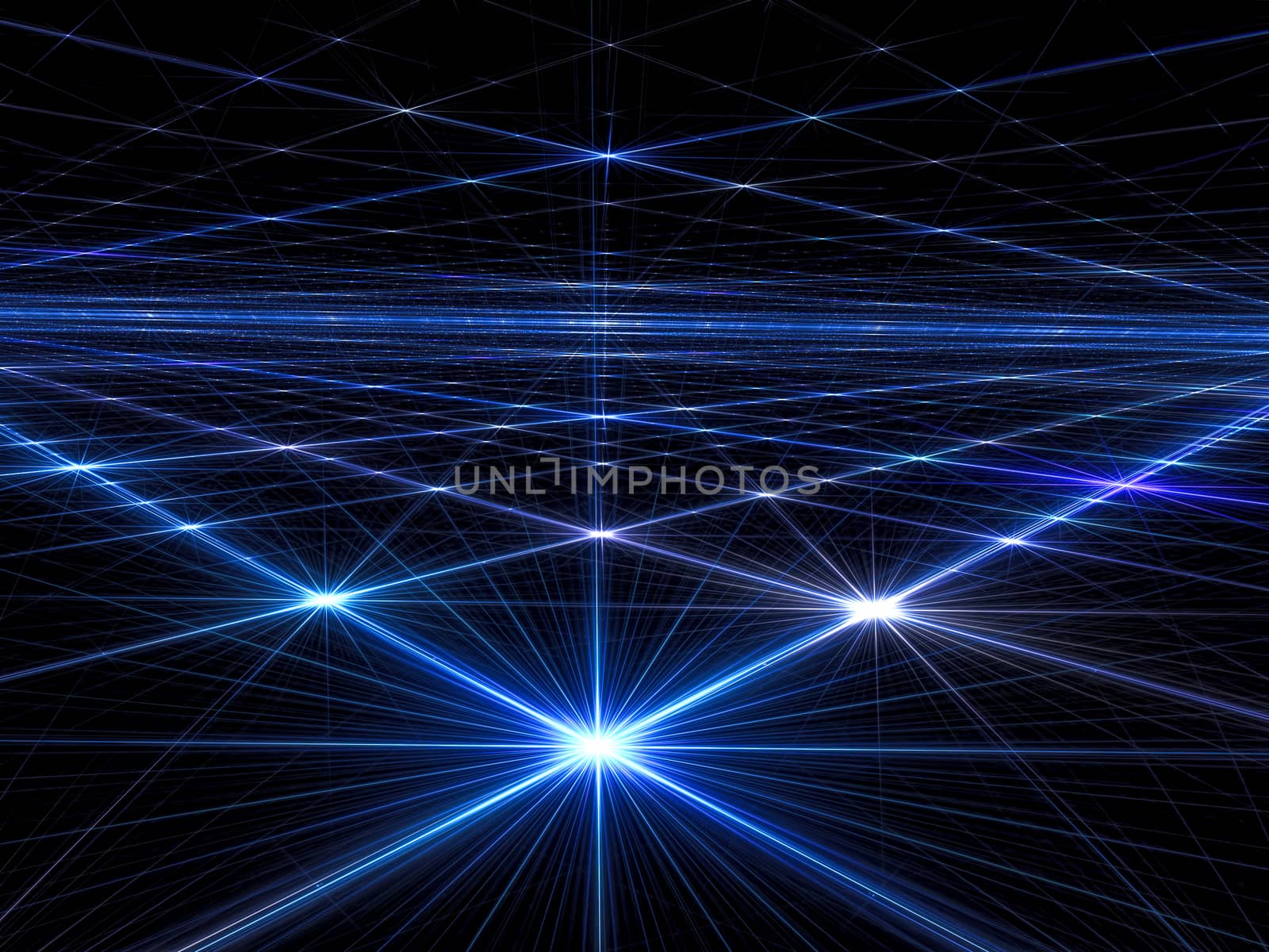 Abstract bright background - computer-generated image. Fractal geometry: bright stars and grid. Technology or space background for creative design projects.