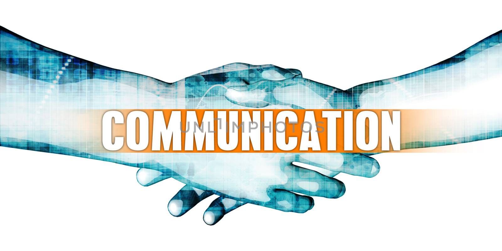 Communication Concept with Businessmen Handshake on White Background