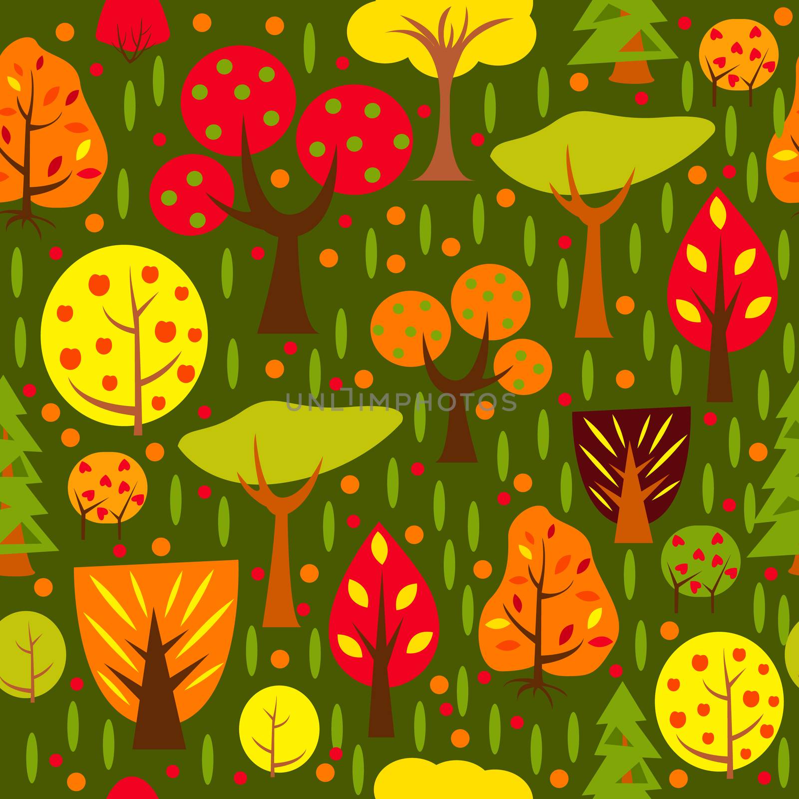 Vector autumn forest seamless pattern by Julia_Faranchuk