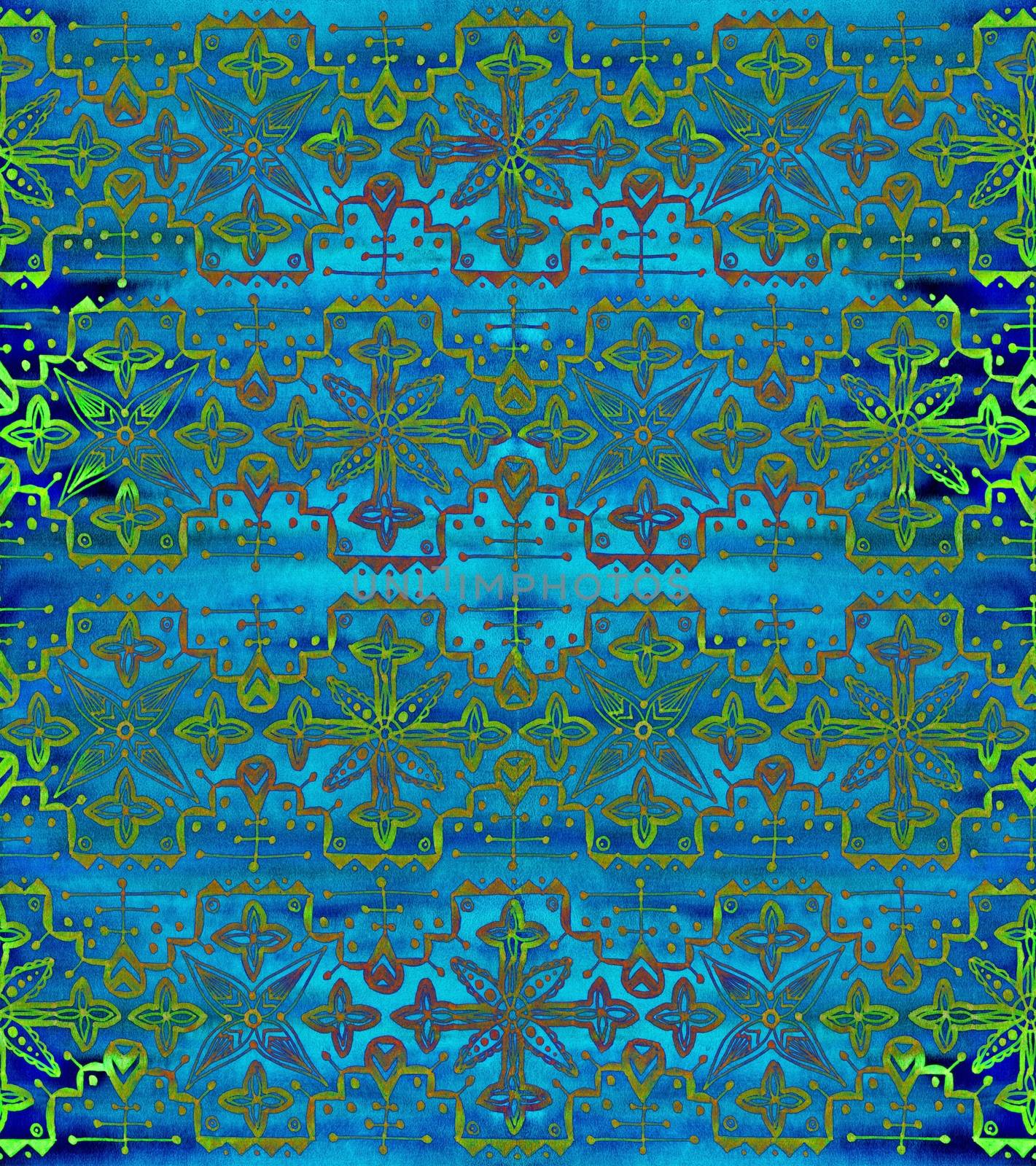 Ethnic seamless pattern. Boho blue ornament. Repeating background. by Julia_Faranchuk