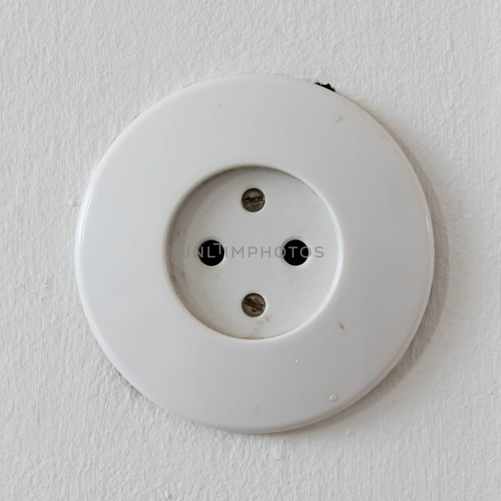 White power outlet (electricity in Iceland), isolated