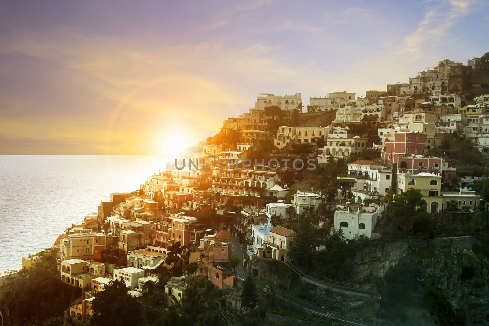 beautiful scenic of positano town mediterranean coast line south italy important traveling destination