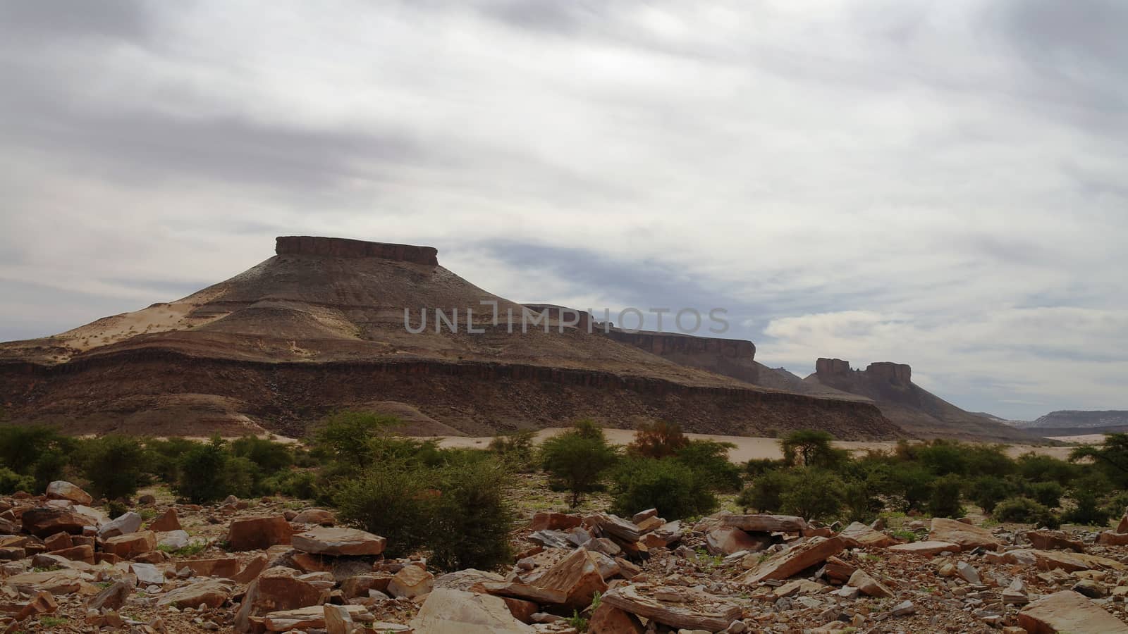 Landscape with Adrar mountain, rocks and desert, Mauritania
