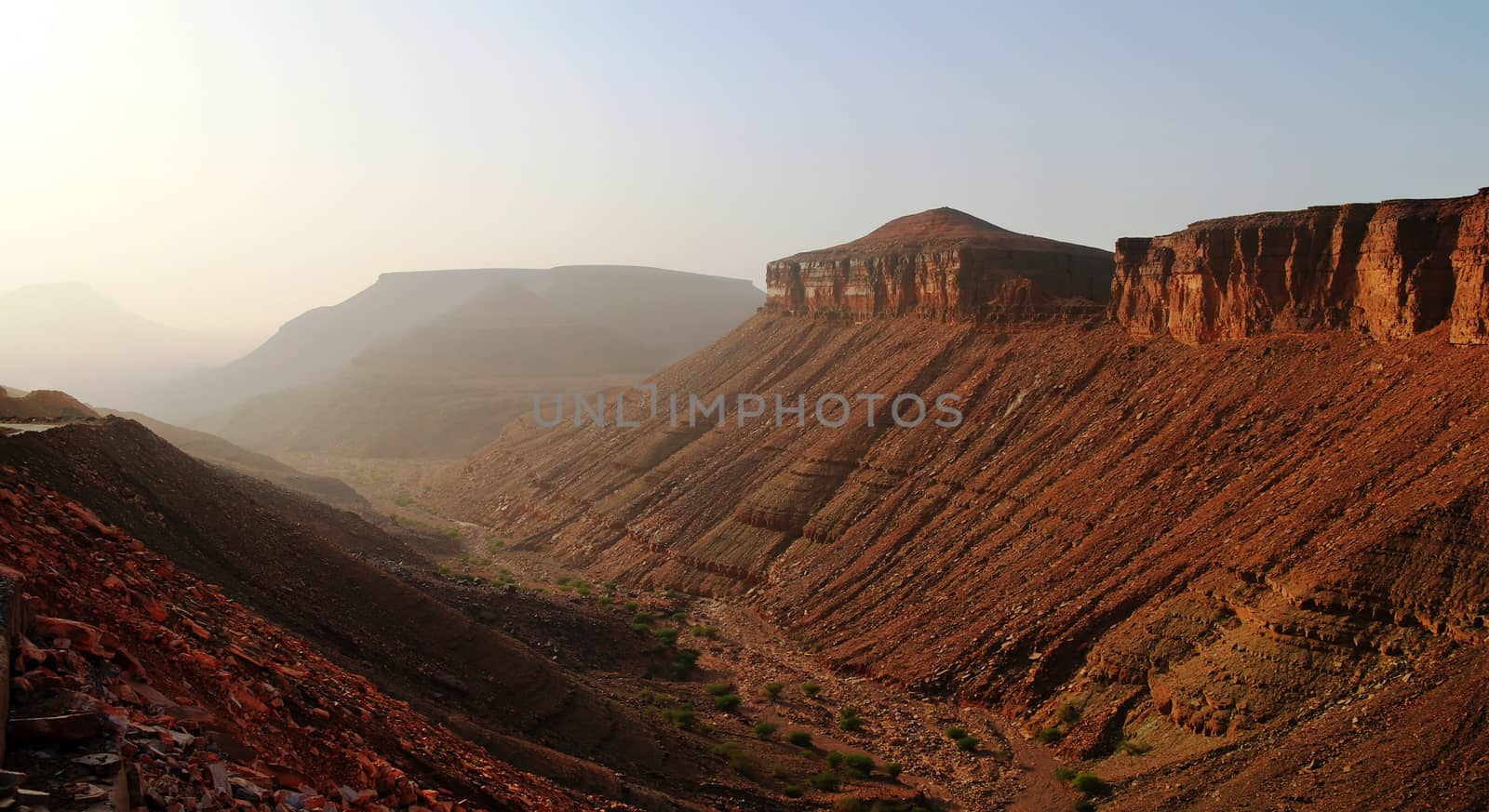 Landscape with Adrar mountain, rocks and gorge, Mauritania